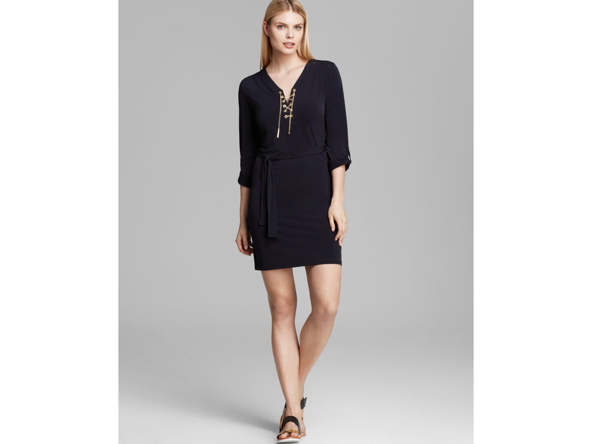 MICHAEL Michael Kors Chain Lace Up Dress in Blue | Lyst