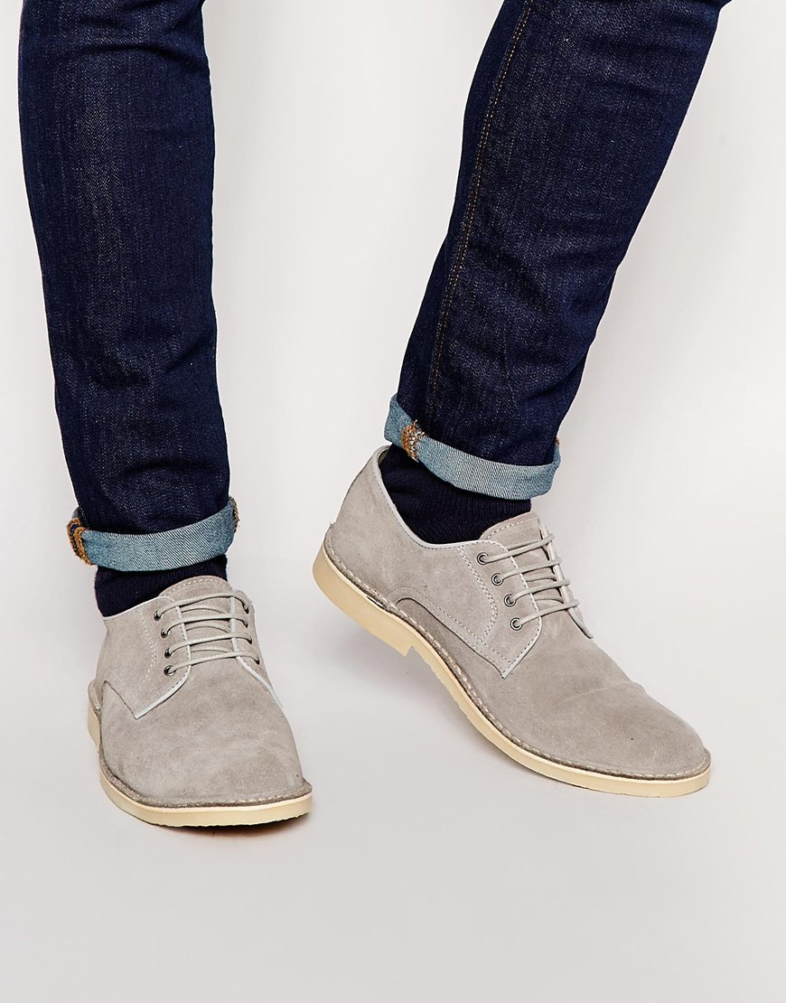 ASOS Derby Shoes In Suede in Grey (Gray) for Men - Lyst