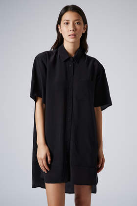 oversized silk shirt dress