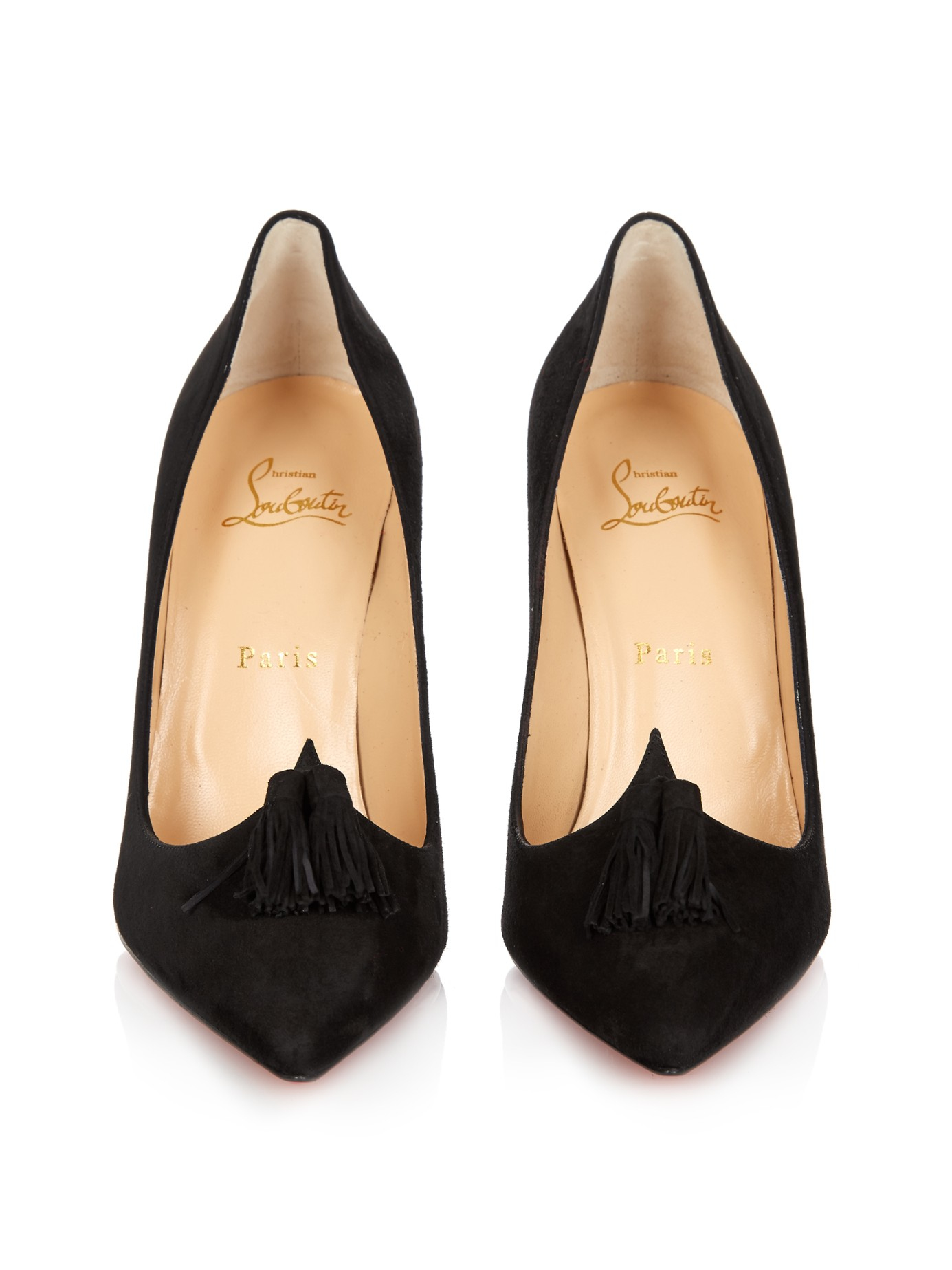 Christian louboutin Gwalior Suede Tassel Pumps in Black | Lyst