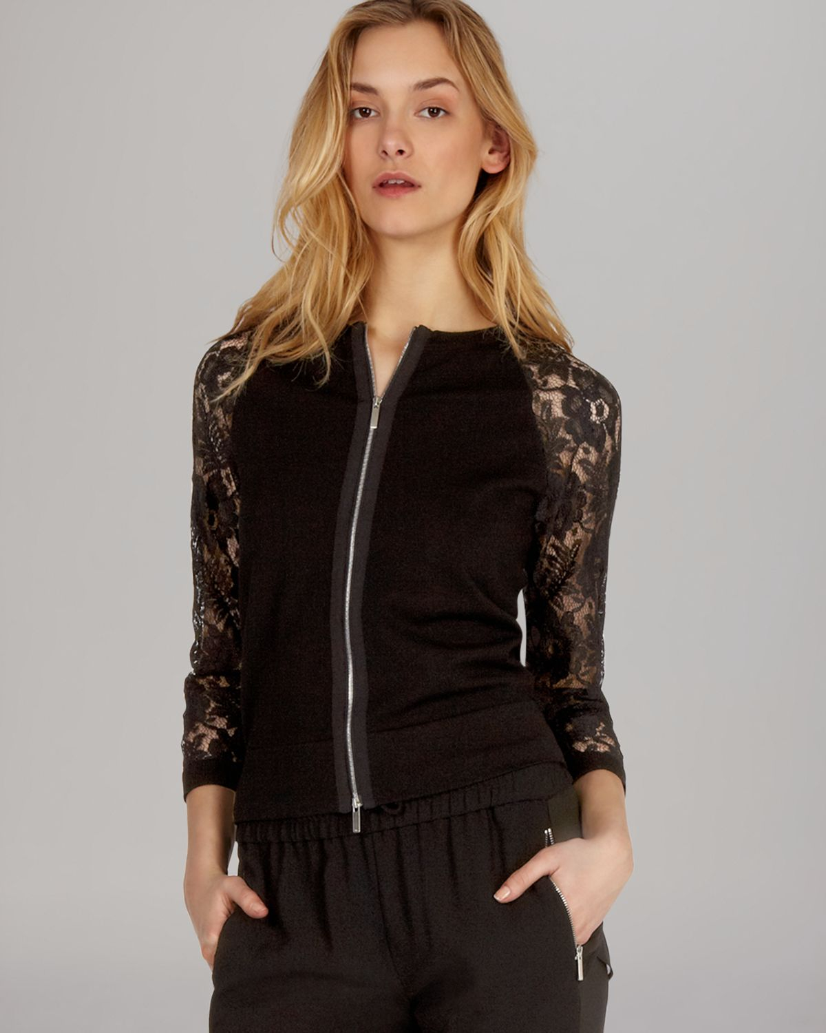 lace sleeve cardigan