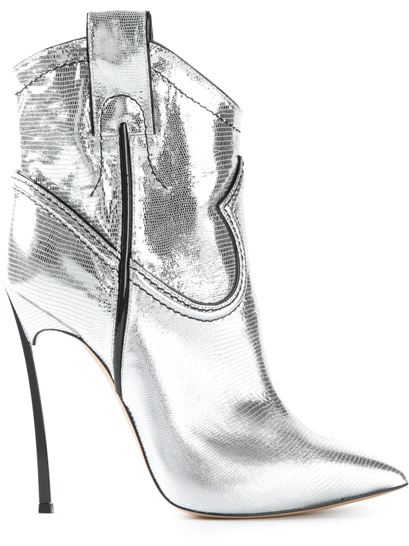 silver stiletto boots