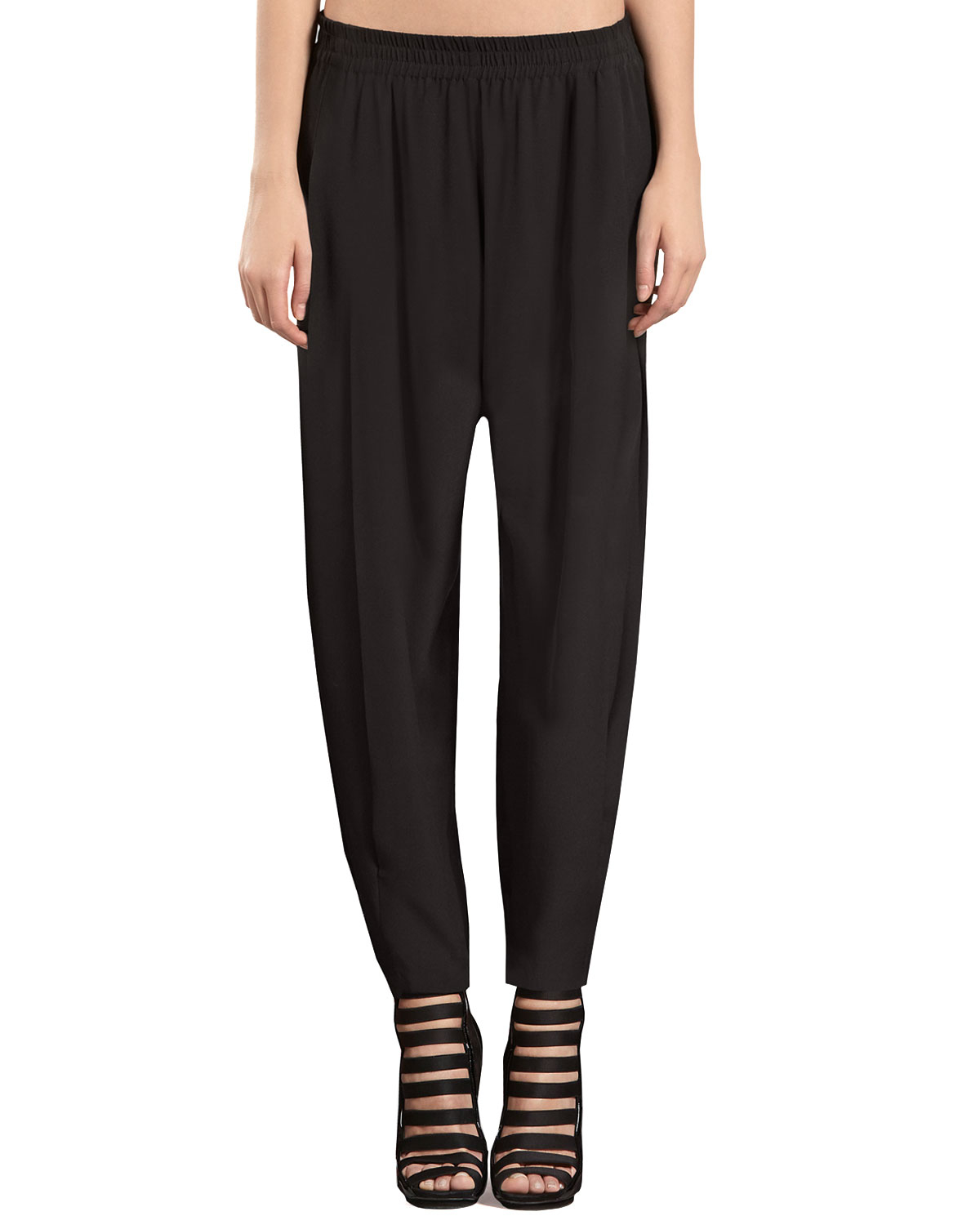 Gucci Silk Crepe De Chine Jogging Pants in Black Lyst