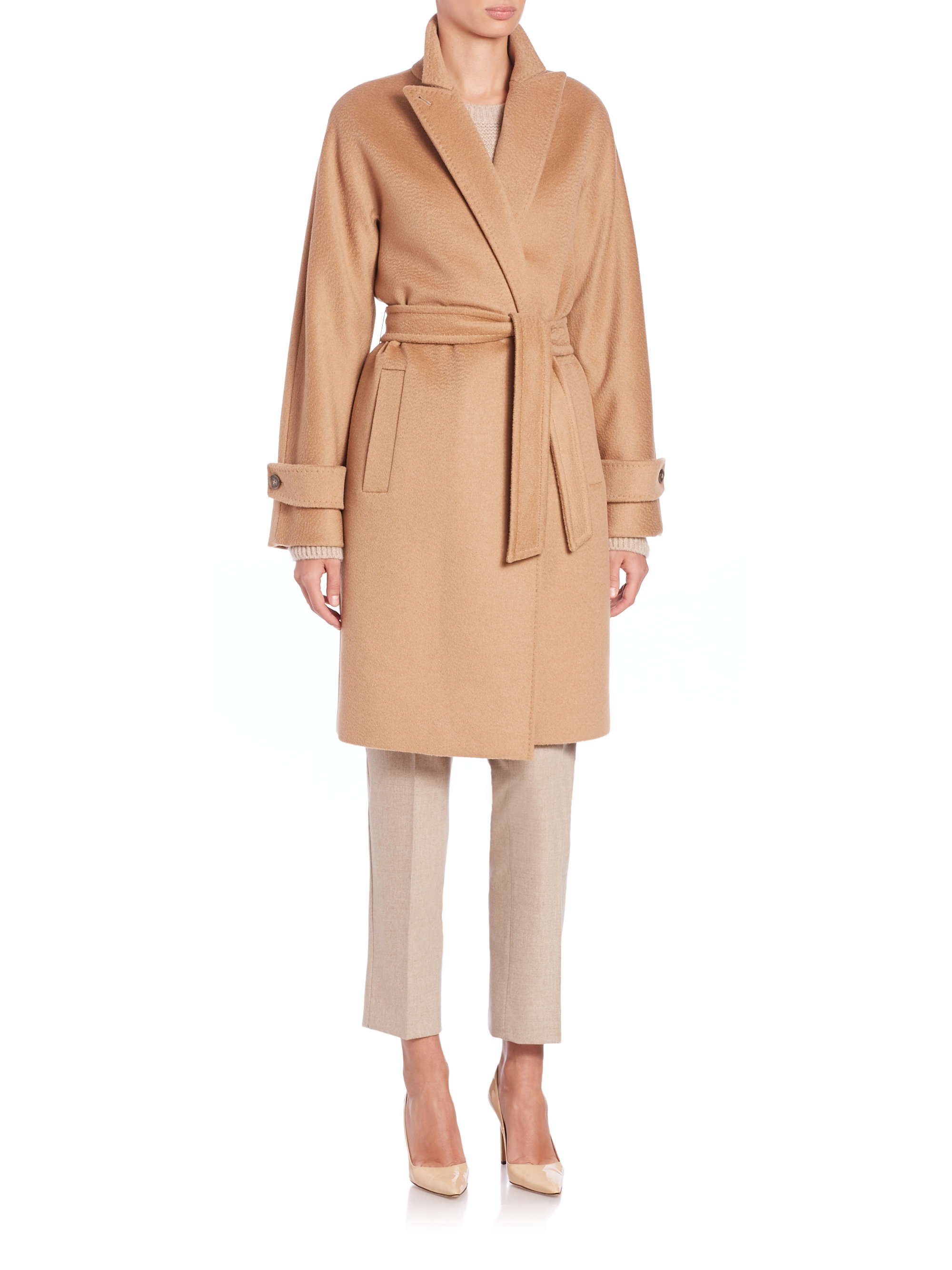 Max Mara Megaton Camel Hair Coat in Natural - Lyst