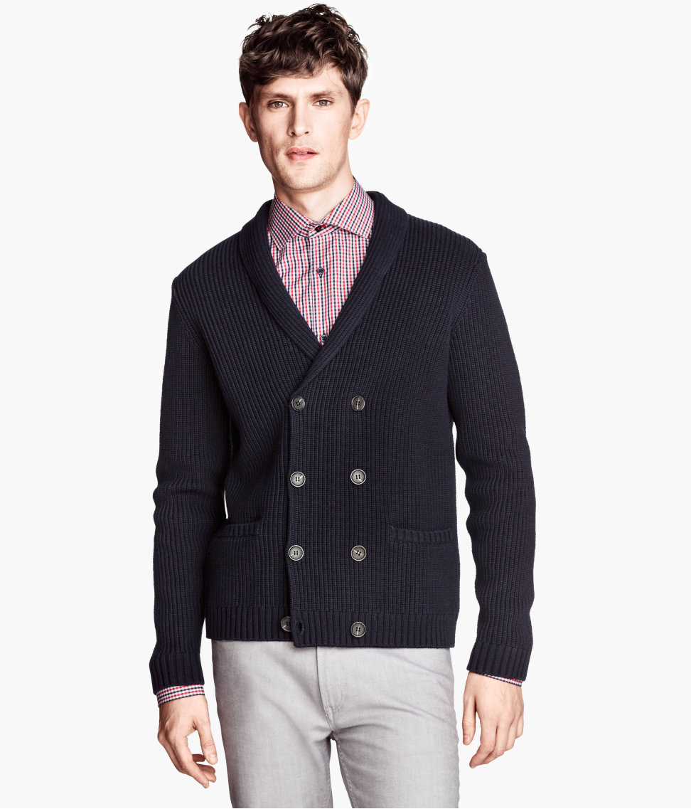 H&M Doublebreasted Cardigan in Dark Blue (Blue) for Men - Lyst