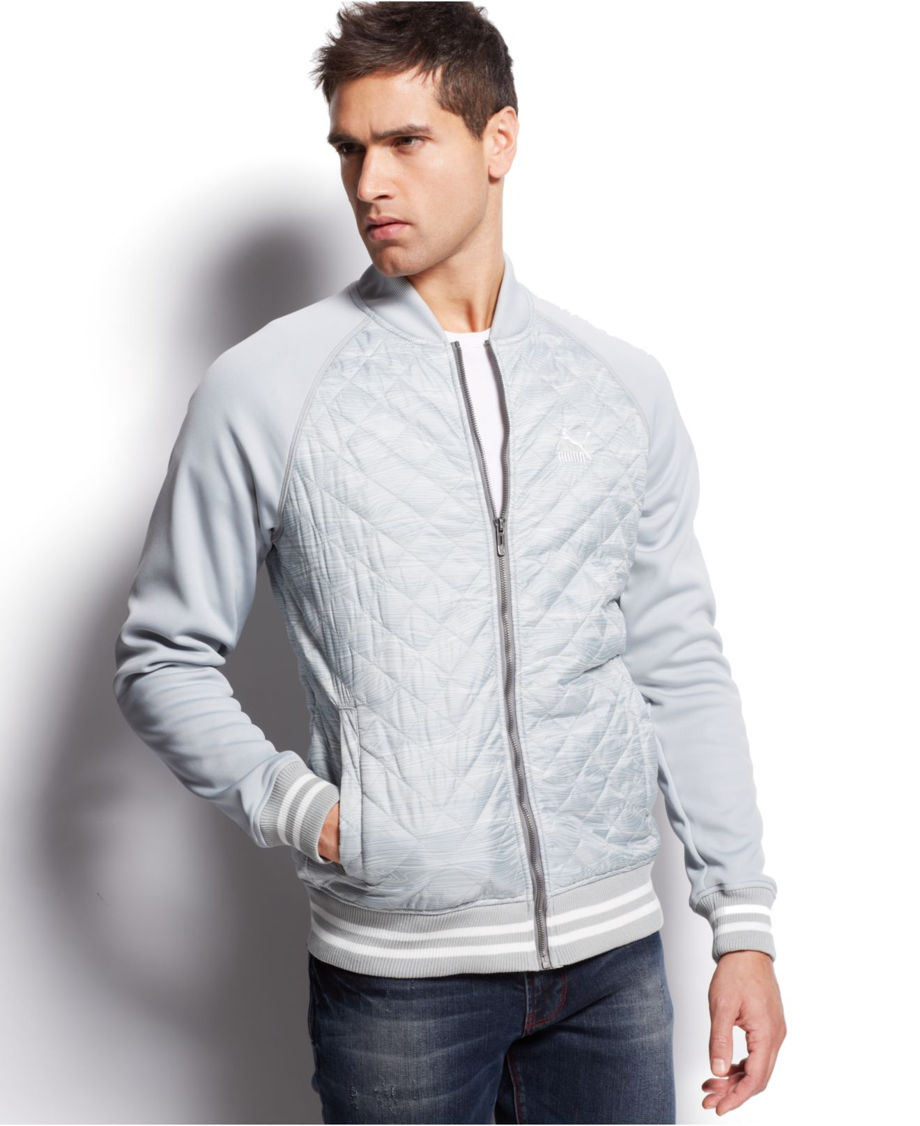 PUMA Lifestyle Quilted Bomber Jacket in Grey (Gray) for Men - Lyst