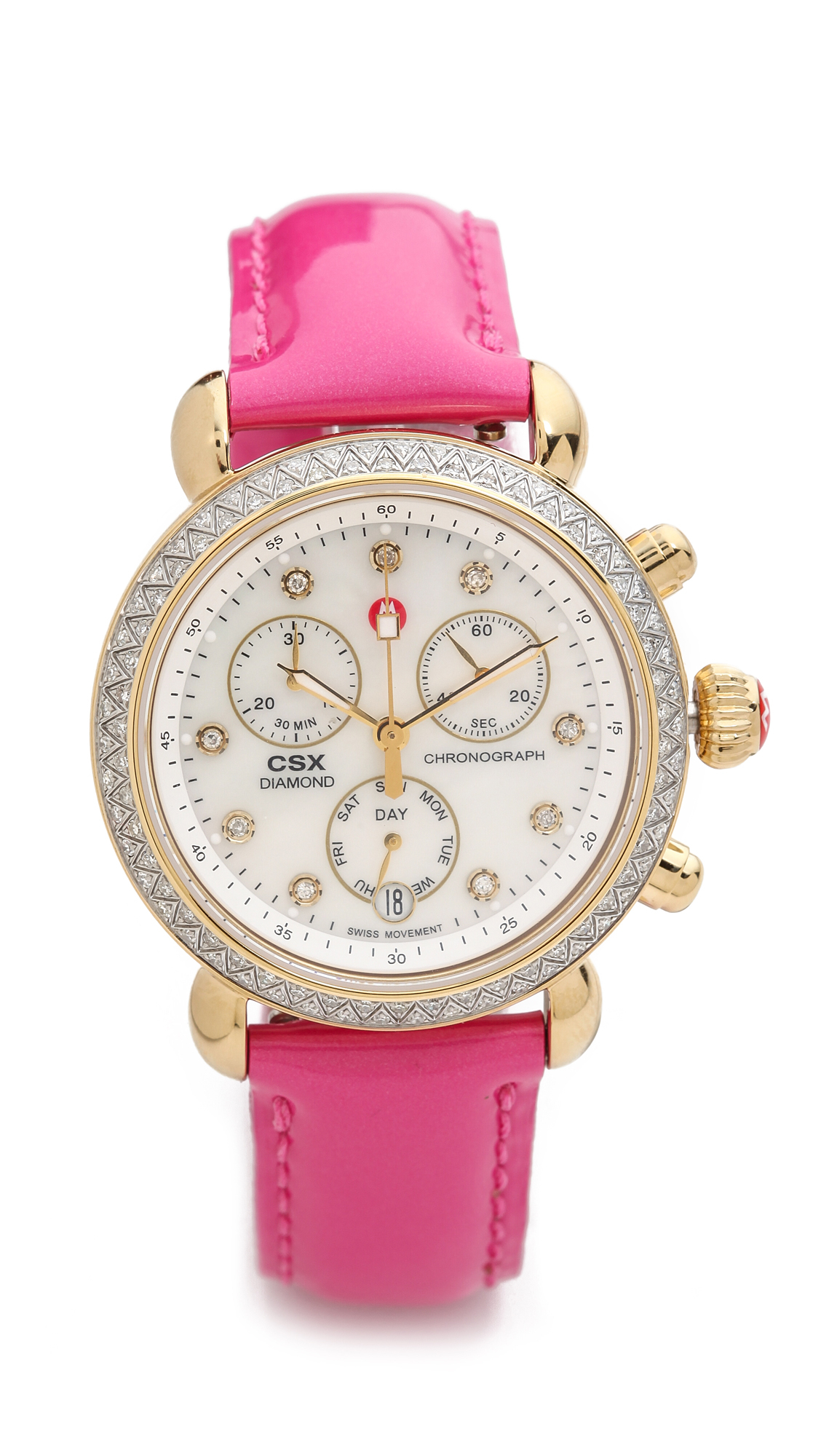 Michele 18mm Patent Leather Watch Strap Pink in Pink Lyst