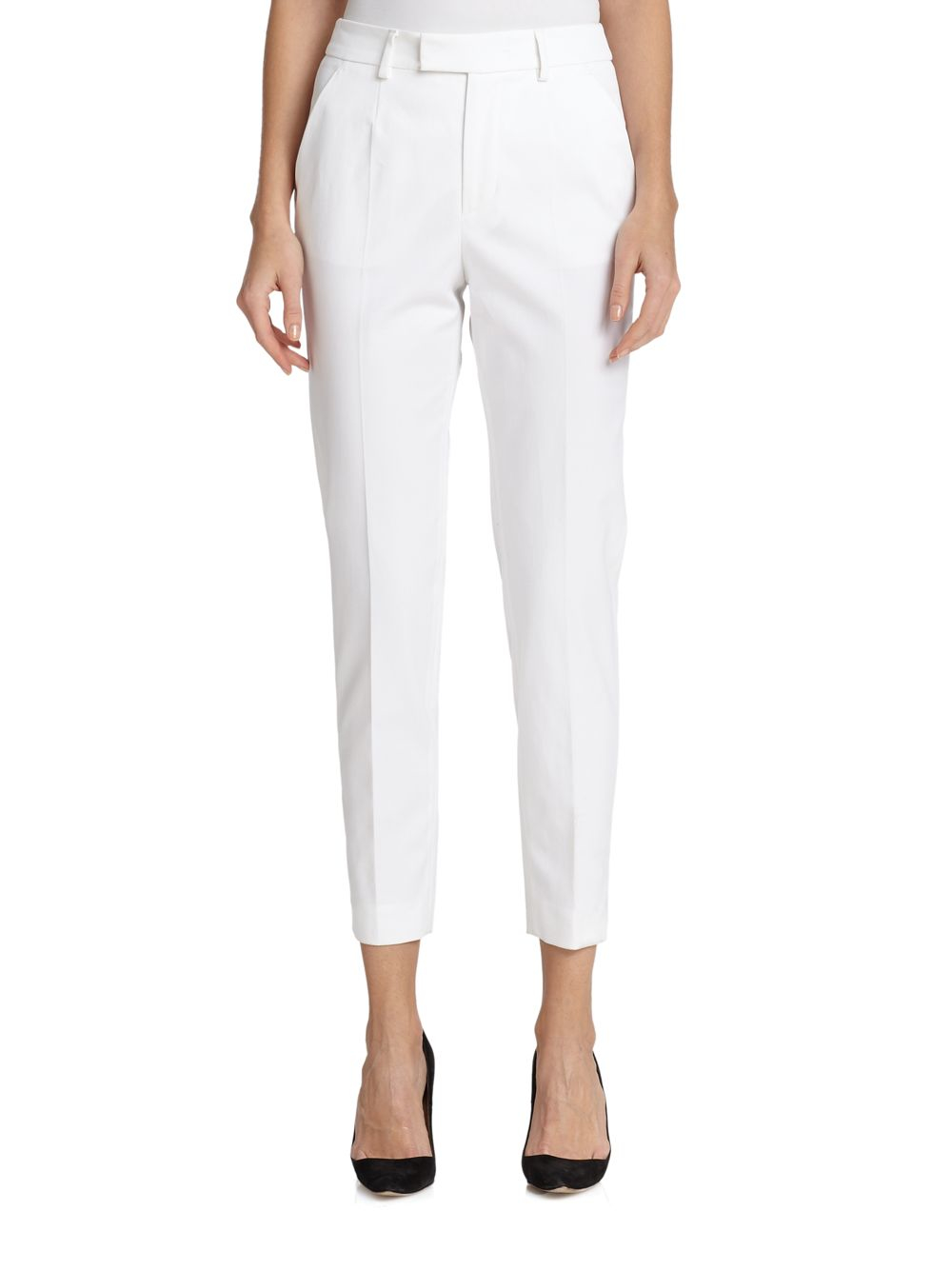 Red valentino Poplin Anklelength Pants in White Lyst