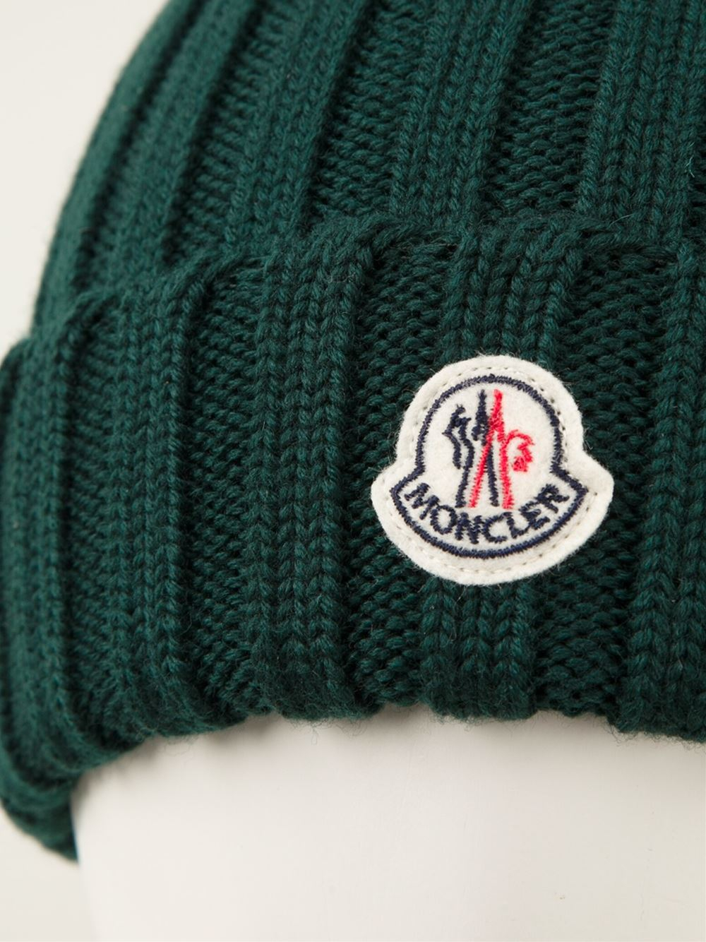 Moncler Ribbed Beanie in Green for Men 