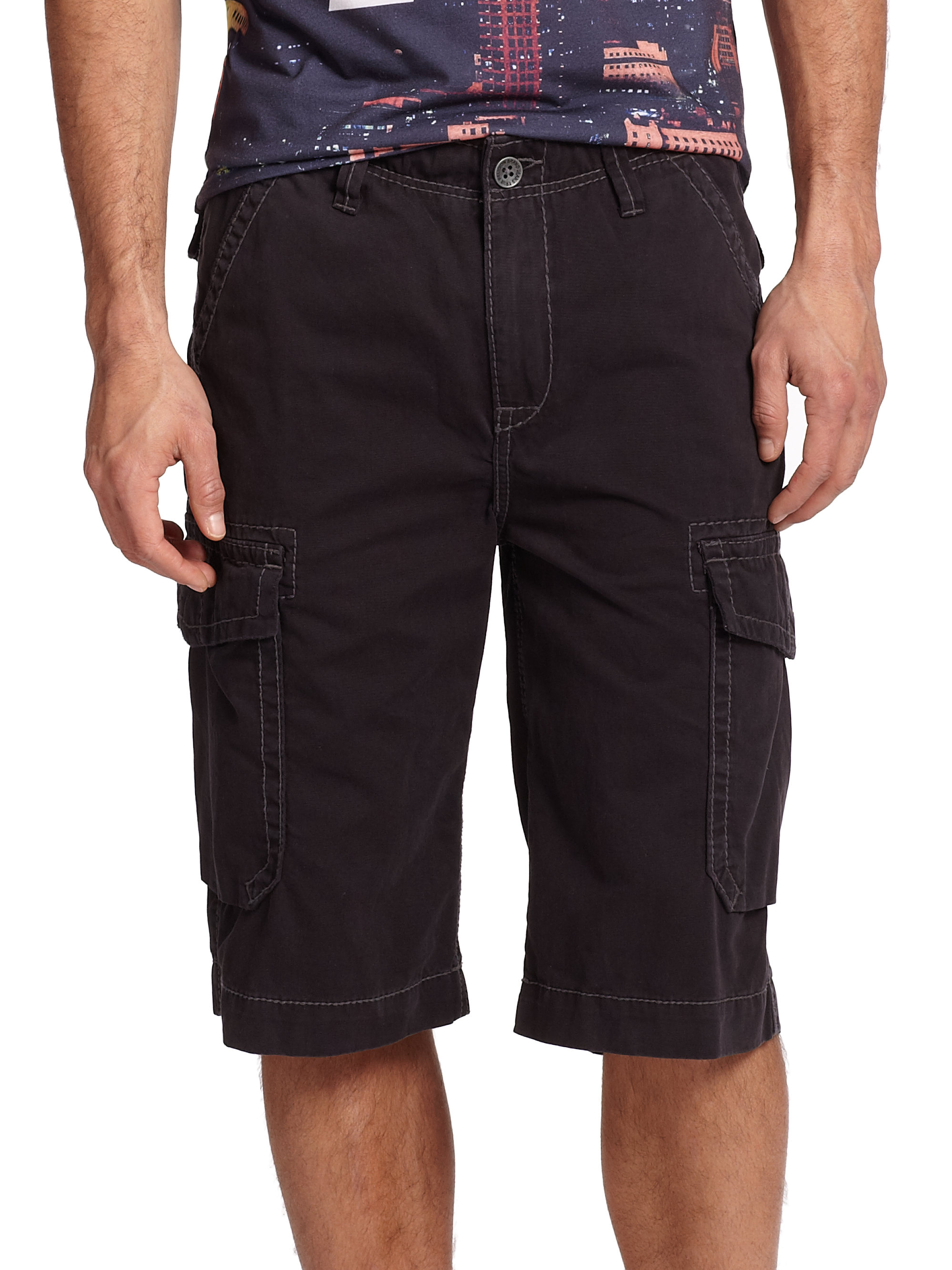 True Religion Trooper Cargo Shorts in Black for Men - Lyst