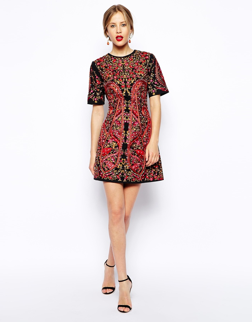 ASOS Premium Embroidered Shift Dress Lyst