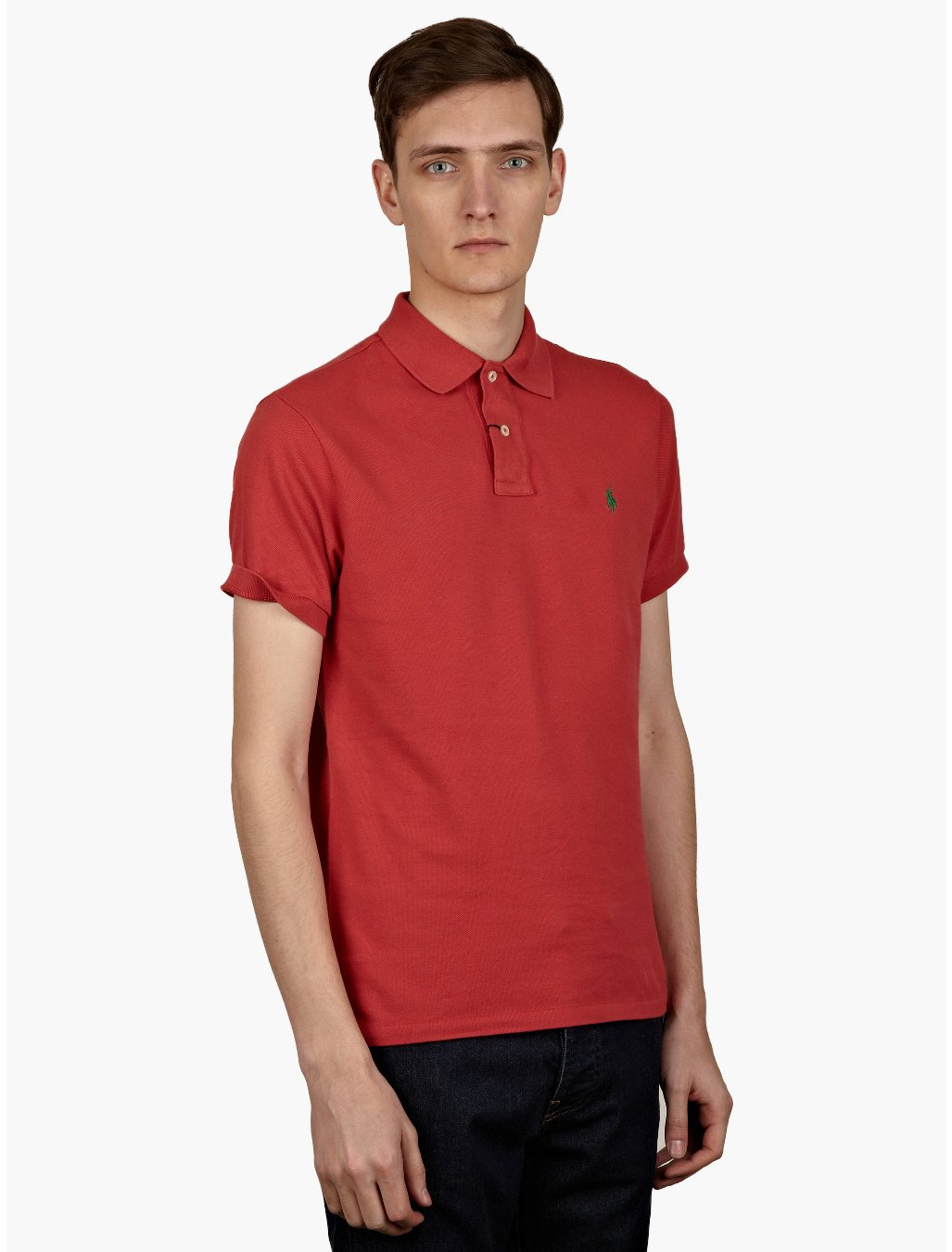 Polo Ralph Lauren Mens Red Polo Slimfit Shirt in Red for Men | Lyst