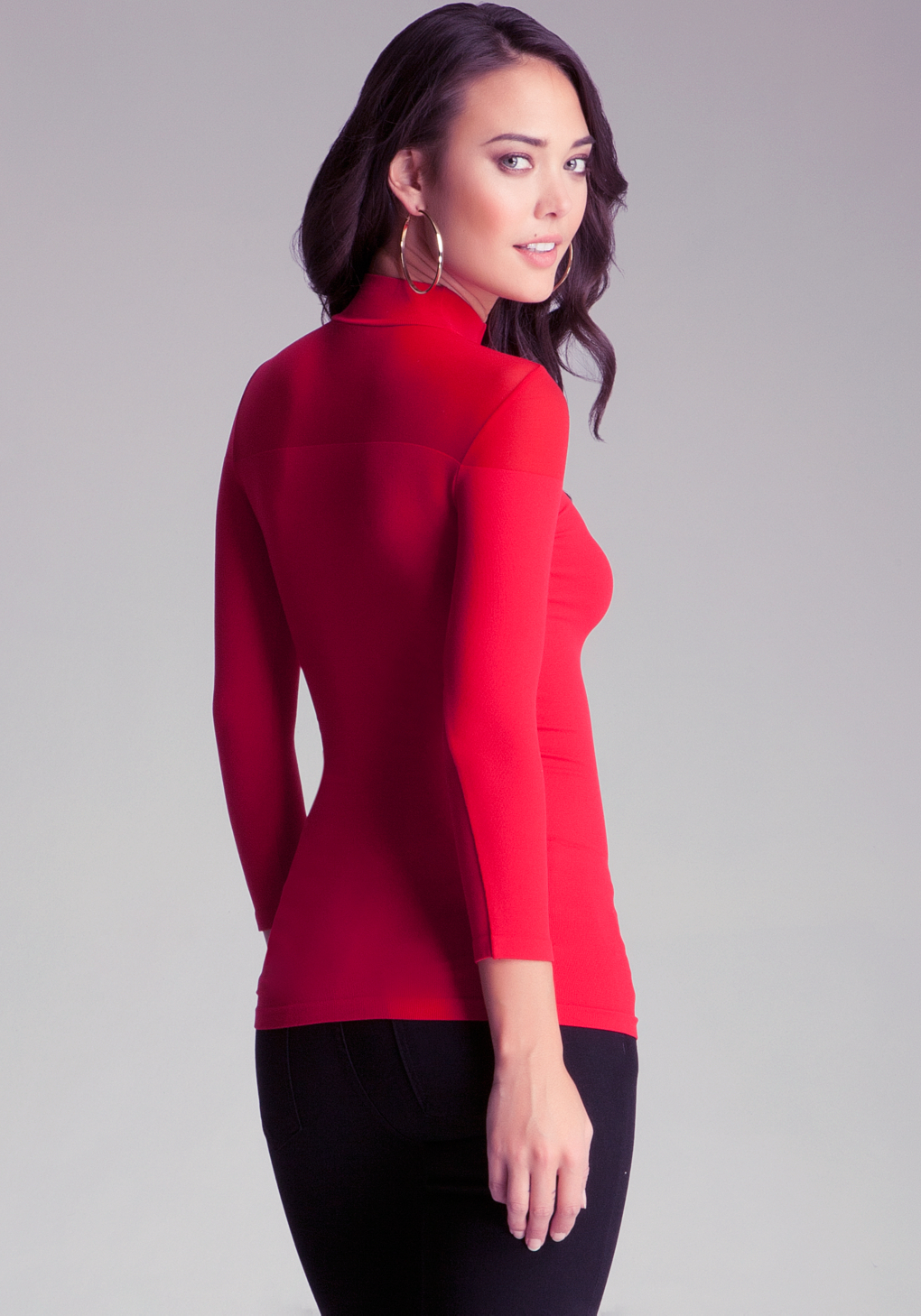 red sheer turtleneck