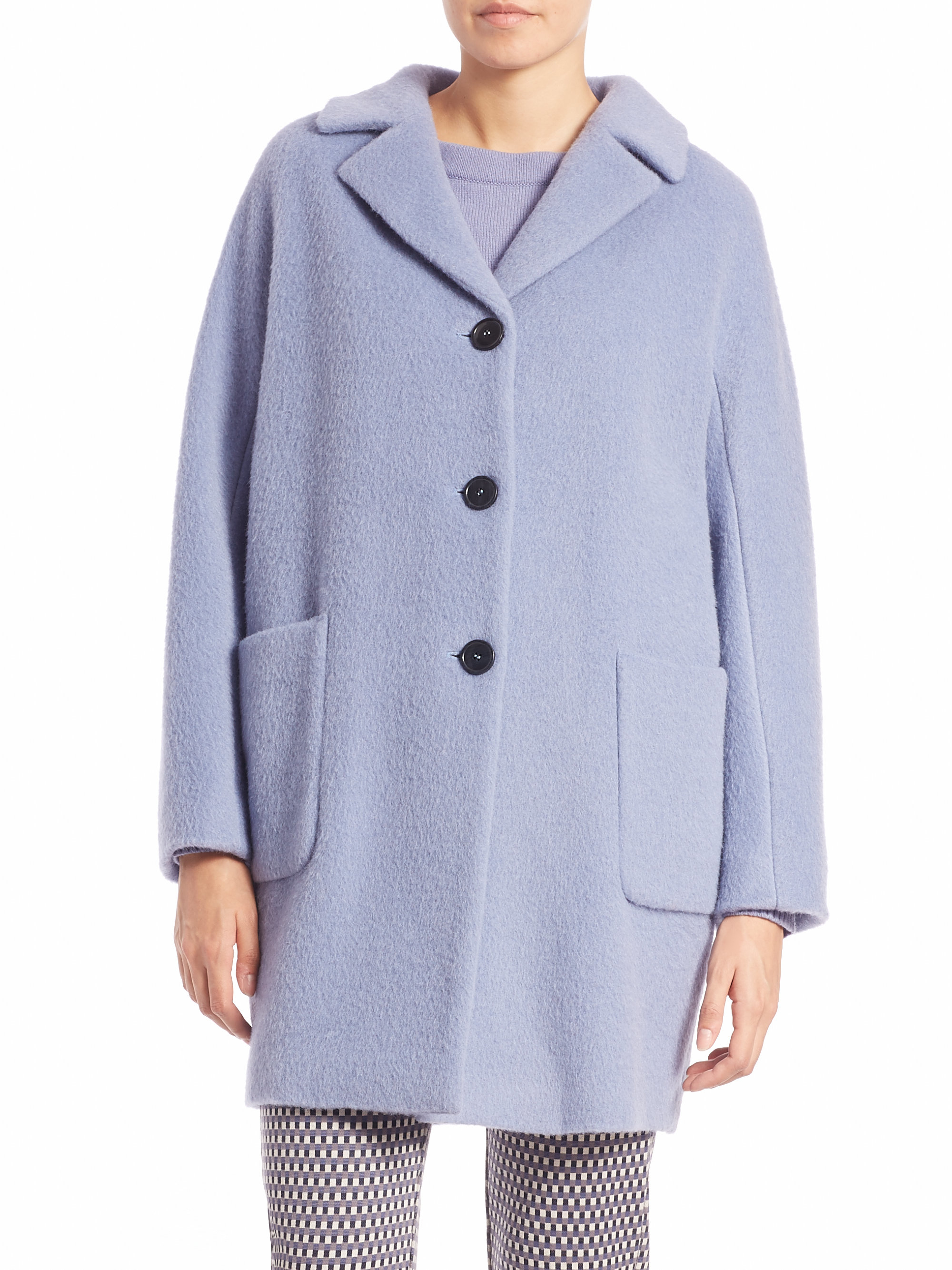 Weekend by Maxmara Piombo Three-button Wool-blend Coat in Azure (Blue) -  Lyst