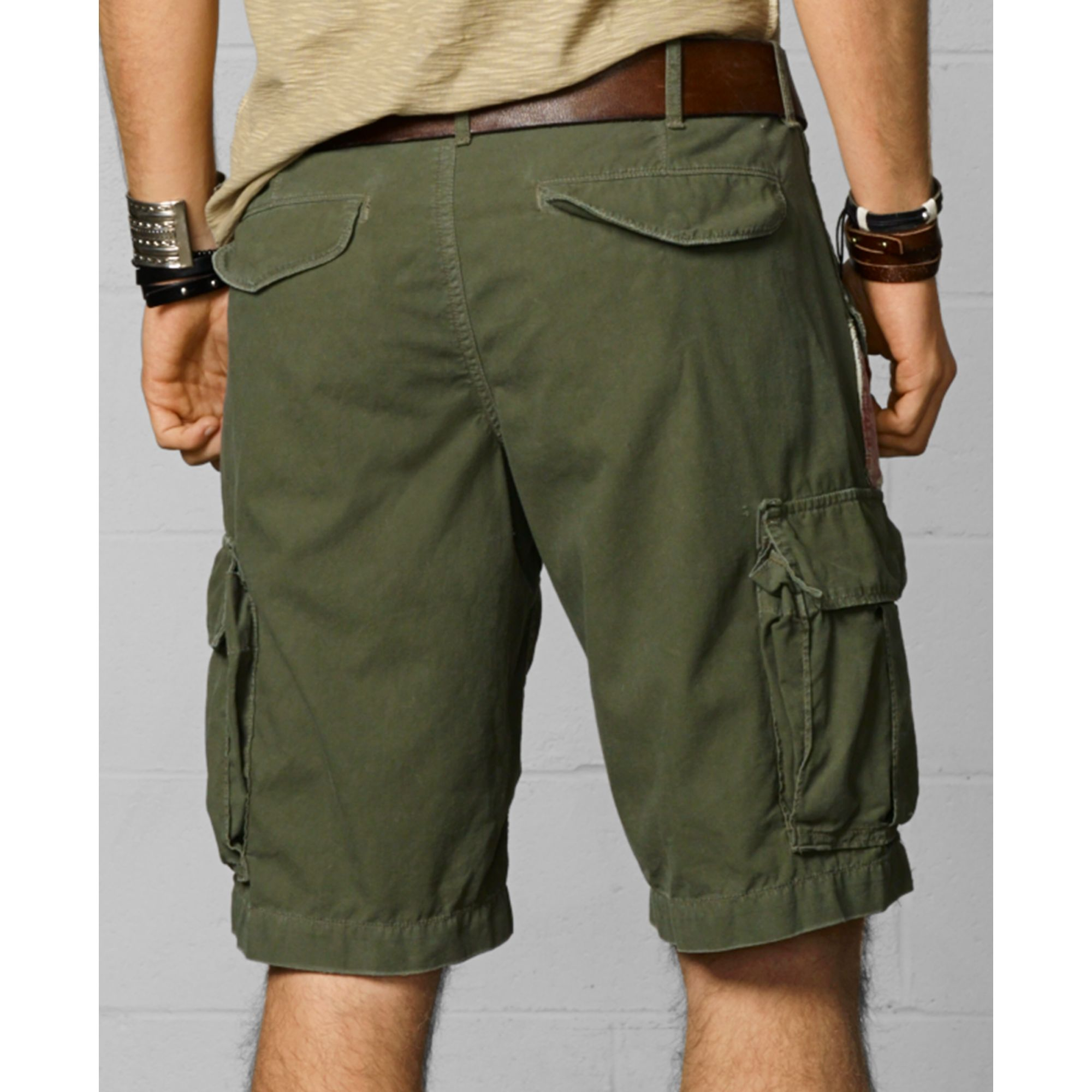 Ralph Lauren Denim Supply Cargo Shorts 36 Men's Khaki Cotton Relaxed Pockets