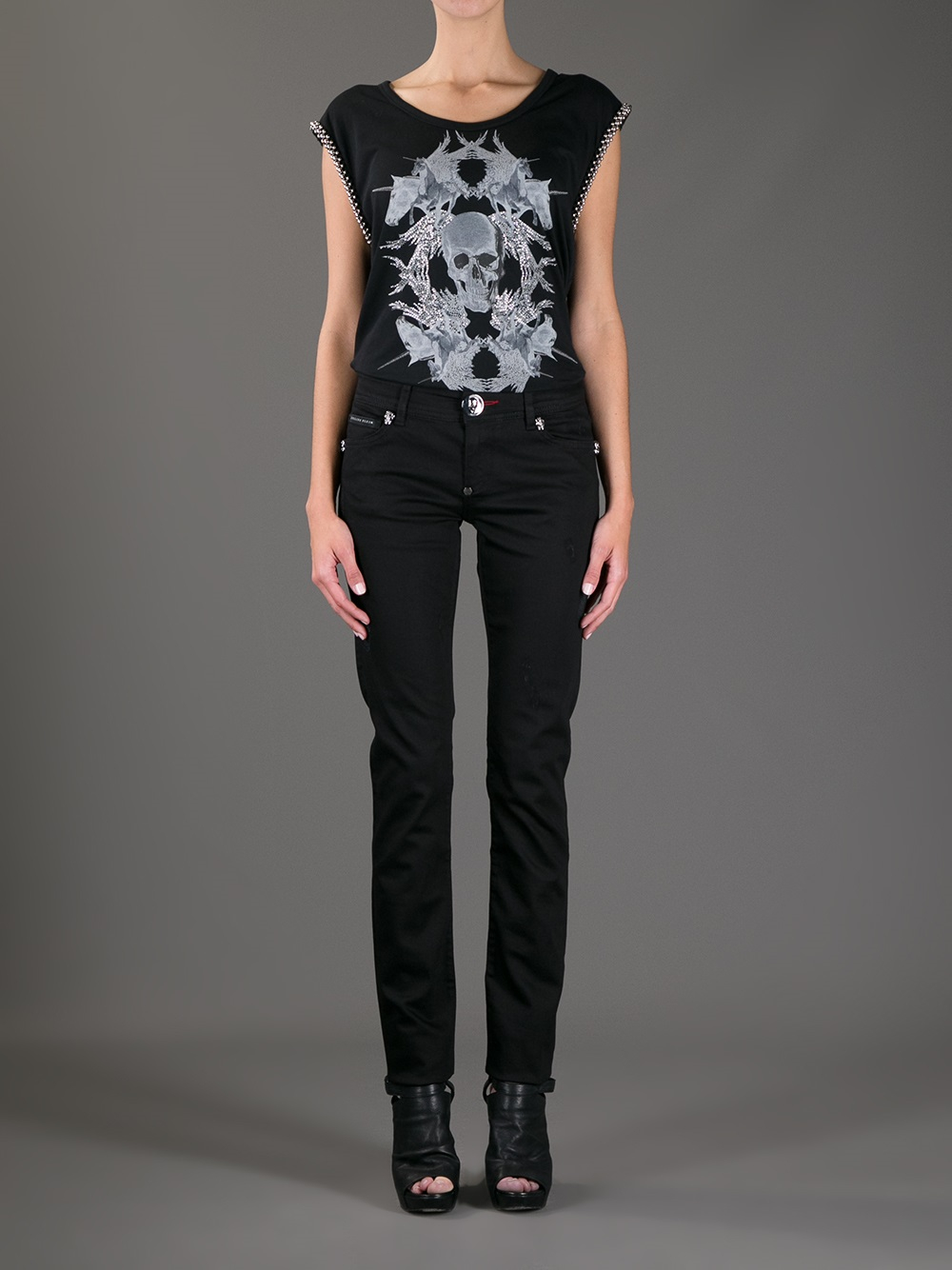 Philipp Plein Skull Straight Cut Jean in Black - Lyst