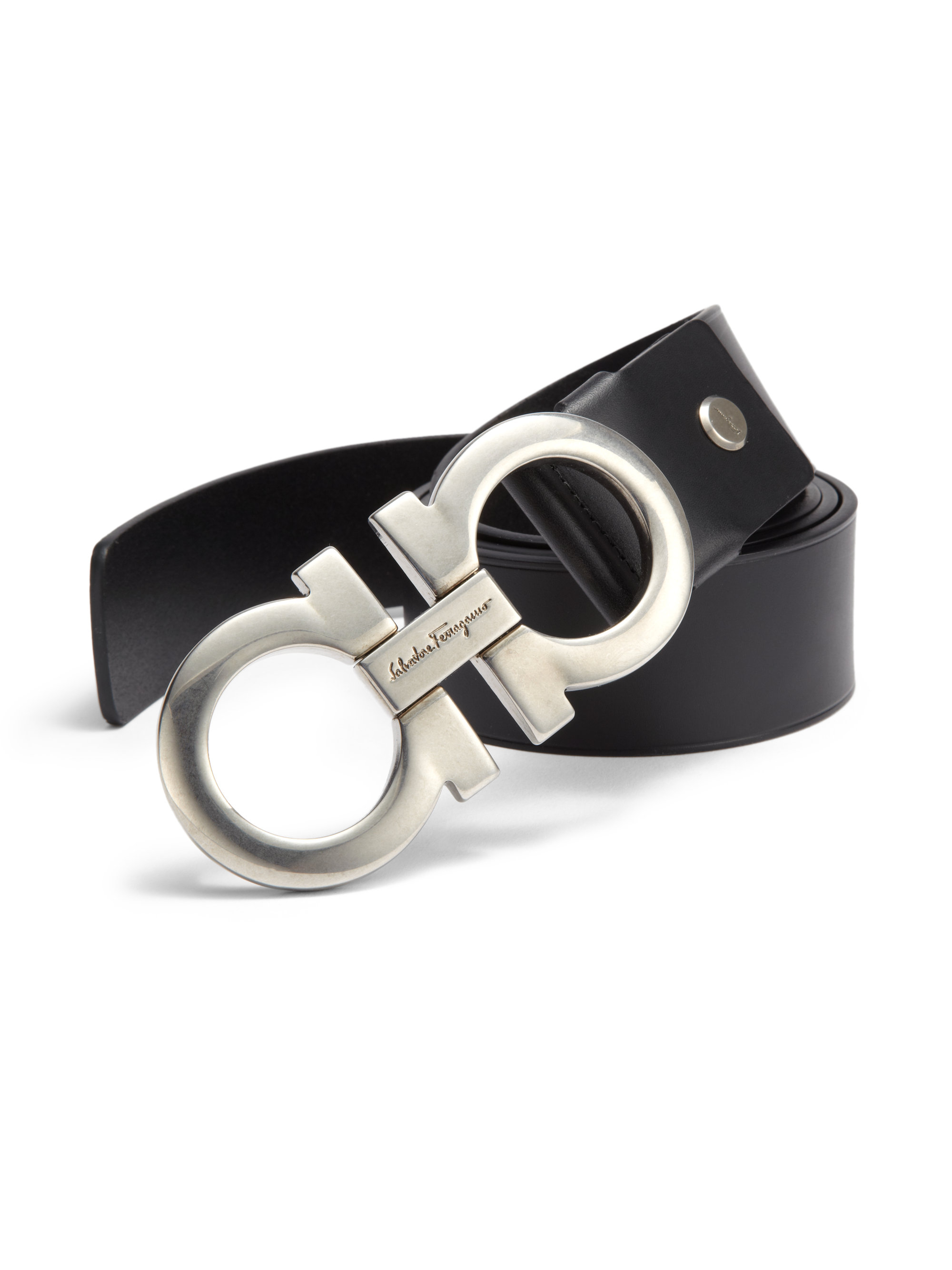 Ferragamo Adjustable Rubino Calfskin Leather Belt in Black for Men | Lyst