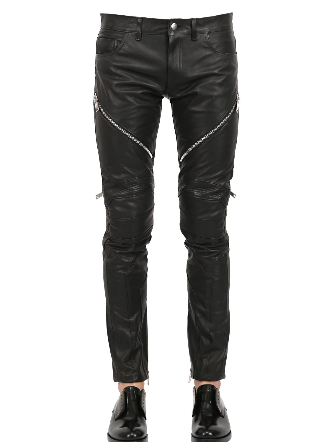 Lyst - Christian dada 17cm Leather Biker Pants in Black