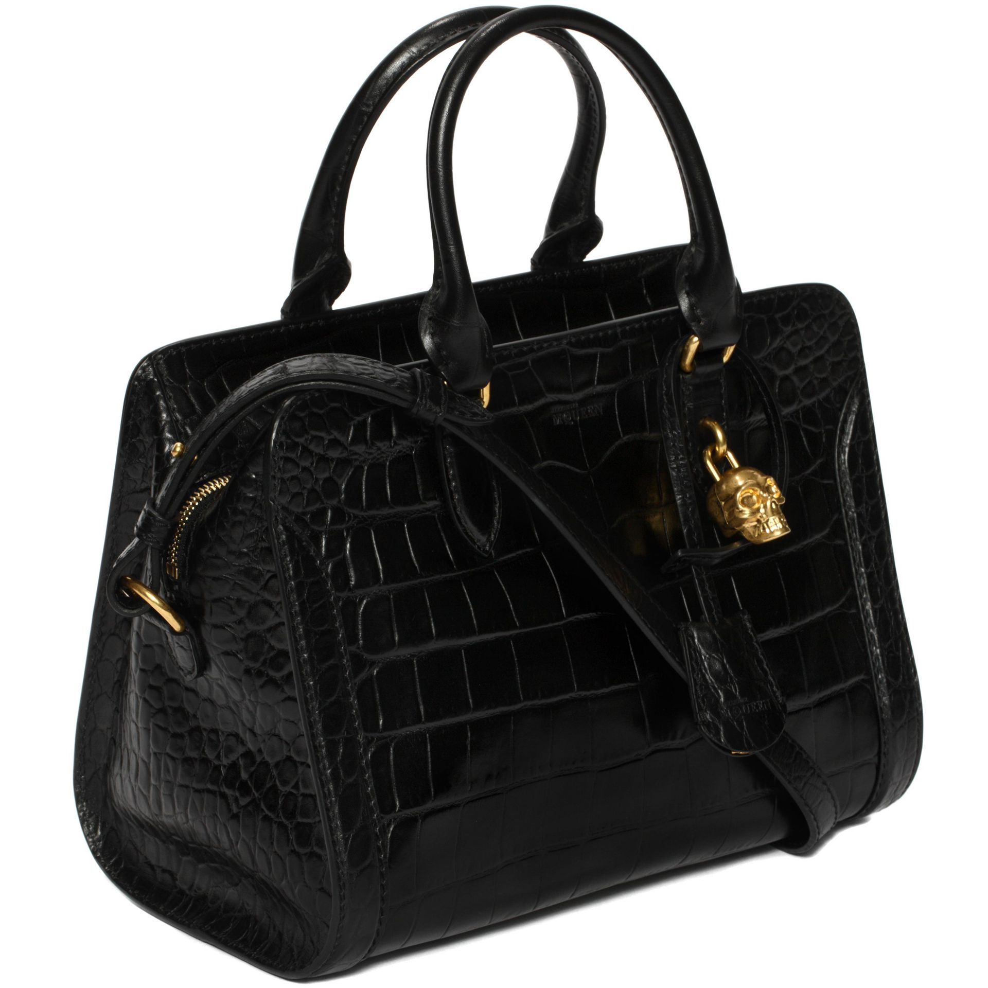 Alexander McQueen Stamped Crocodile Leather Small Padlock Zip