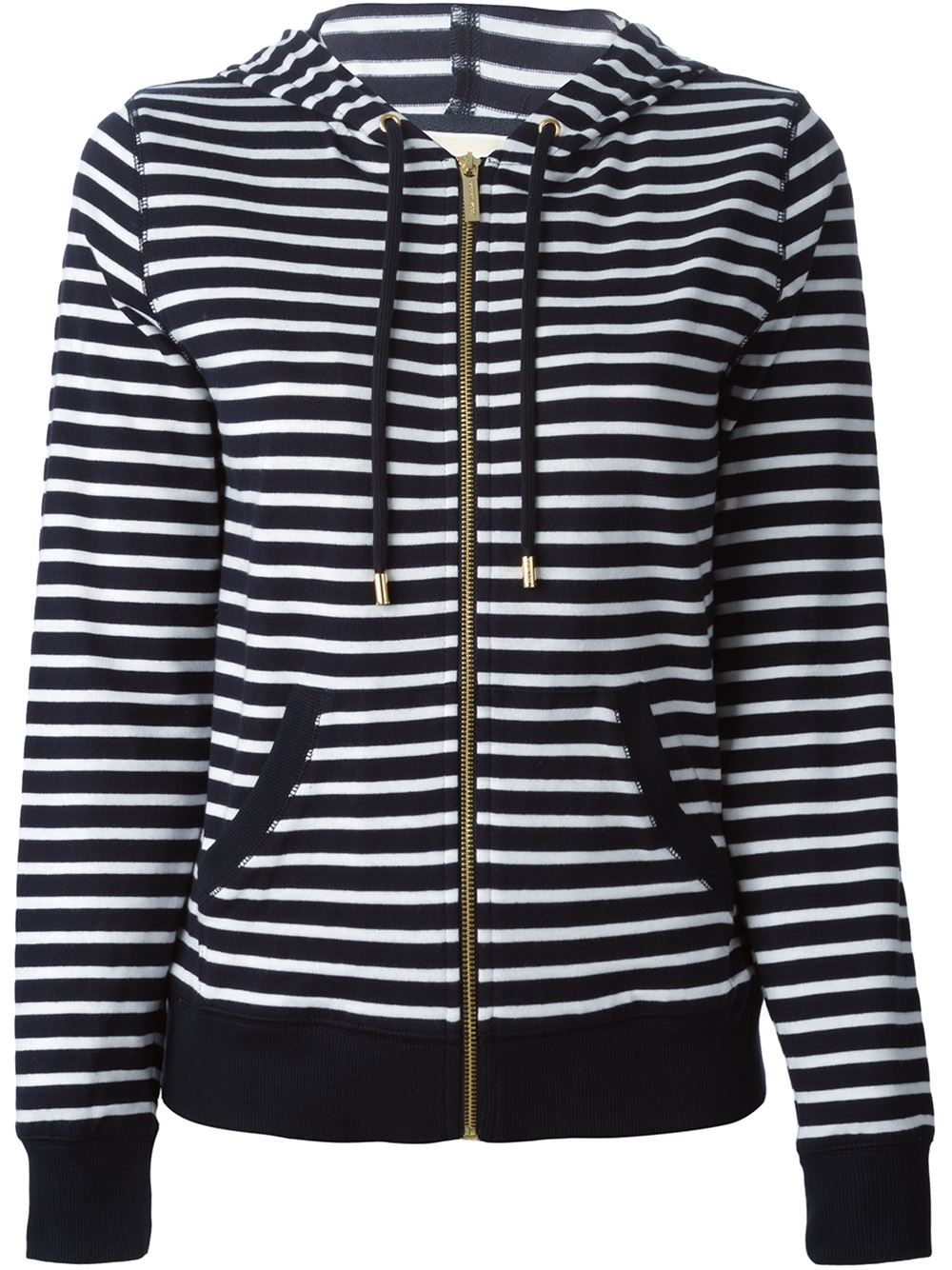 MICHAEL Michael Kors Striped Cotton Hoodie in Blue Lyst