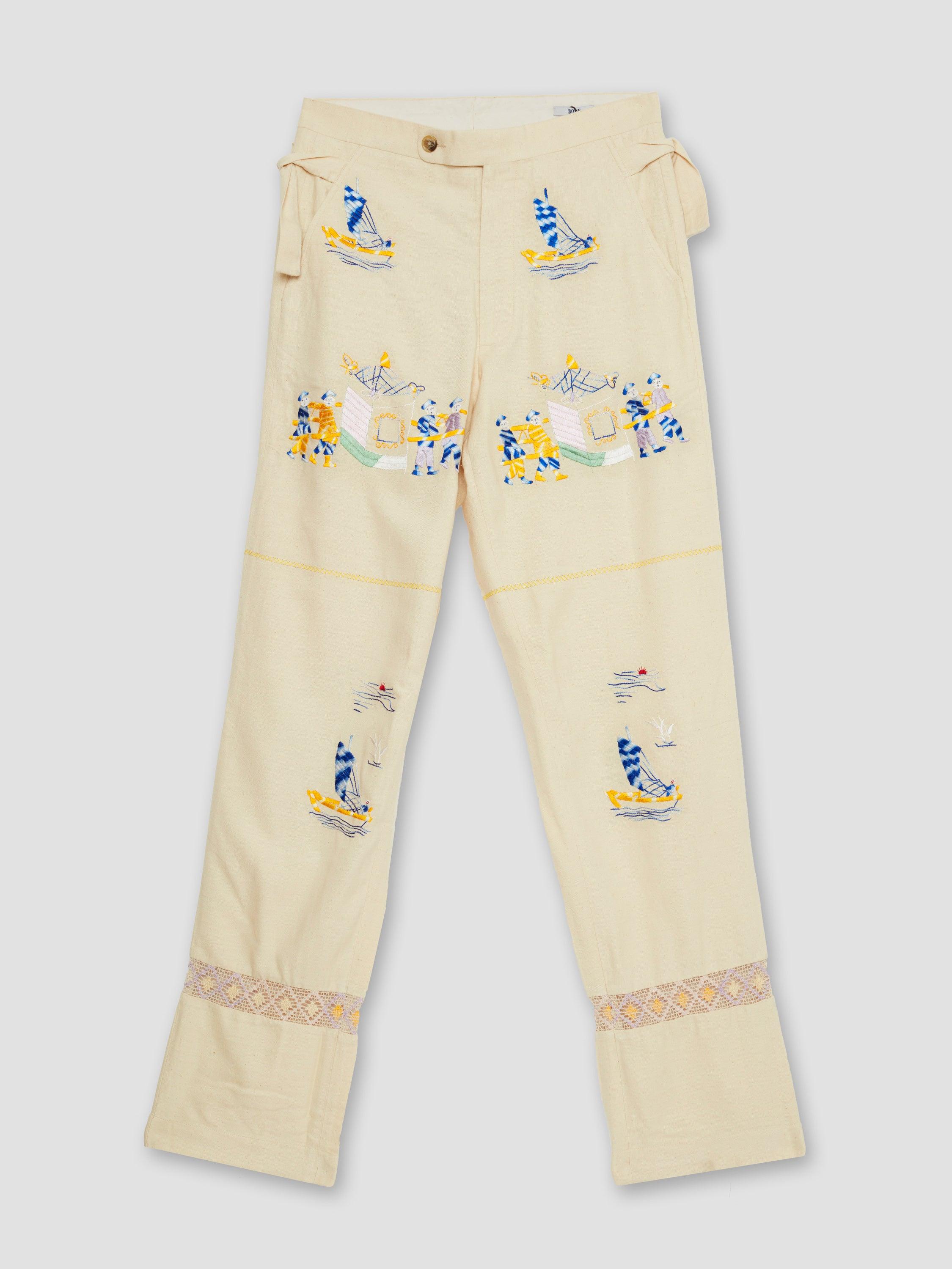 Bode Sailing Tableau Embroidered Silk 