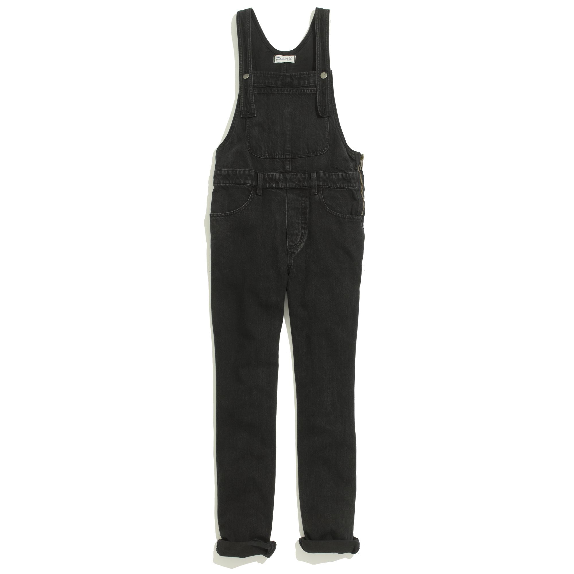 madewell black denim overalls
