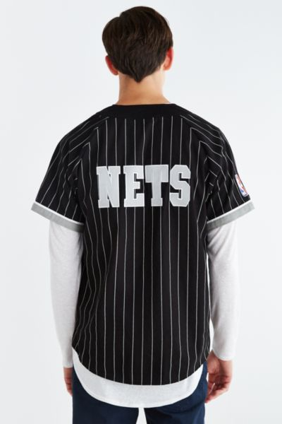 Mitchell & Ness Nba Brooklyn Nets Baseball Jersey in Black for Men | Lyst