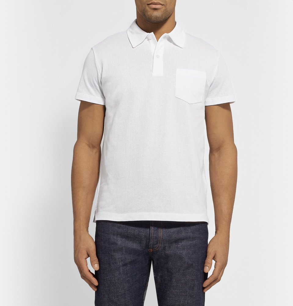 cotton mesh polo shirt