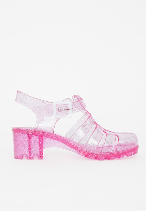 pink glitter jelly slides