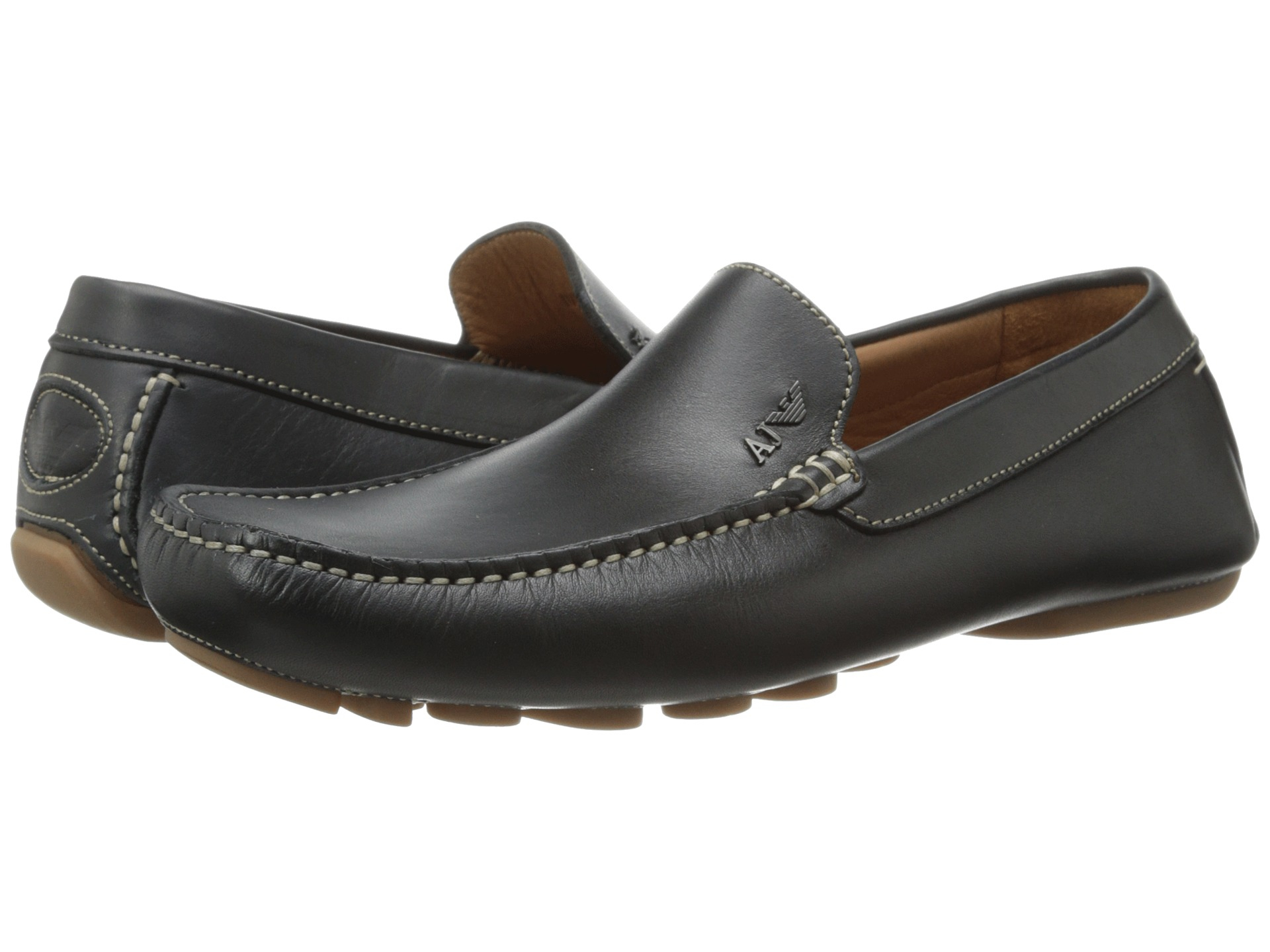 Lyst - Armani Jeans Leather Loafer Driver in Black for Men