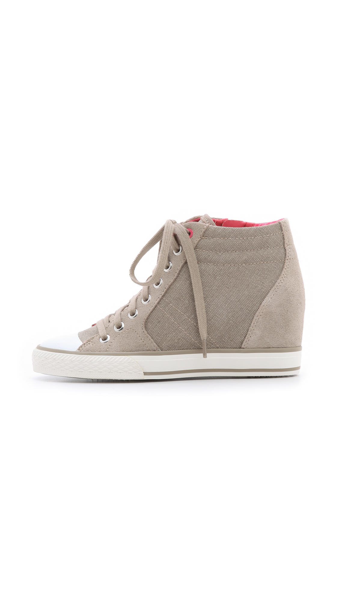 DKNY Cindy Canvas Wedge Sneakers White in Natural | Lyst