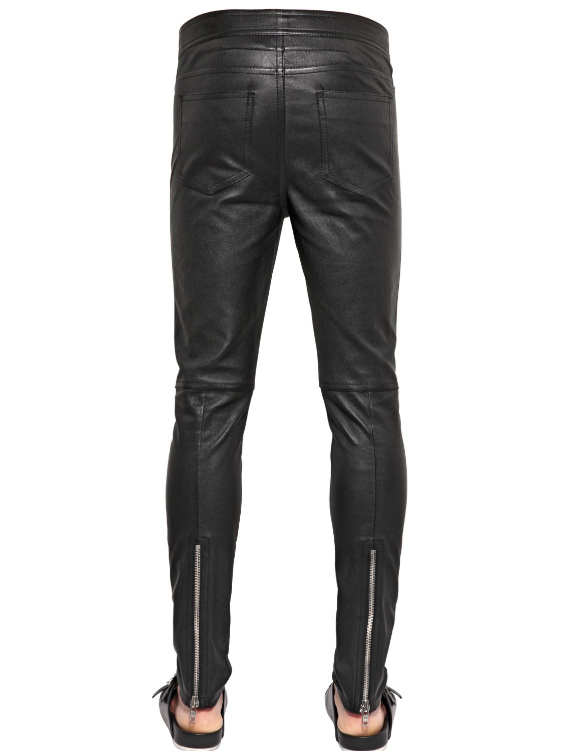 Stretch Leather Trousers in Black for | Lyst