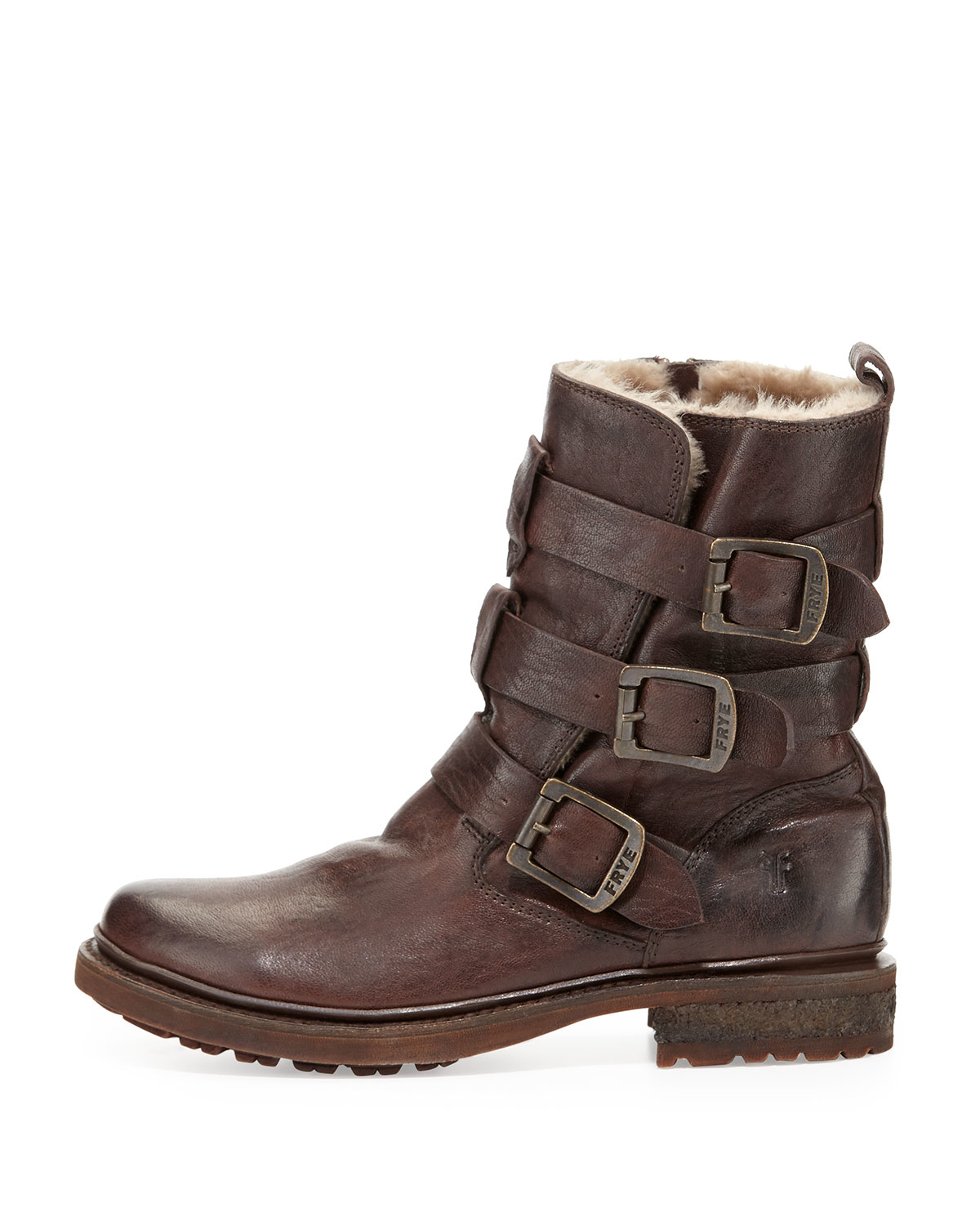 Lyst - Frye Valerie Shearling-lined Buckle Boot in Brown