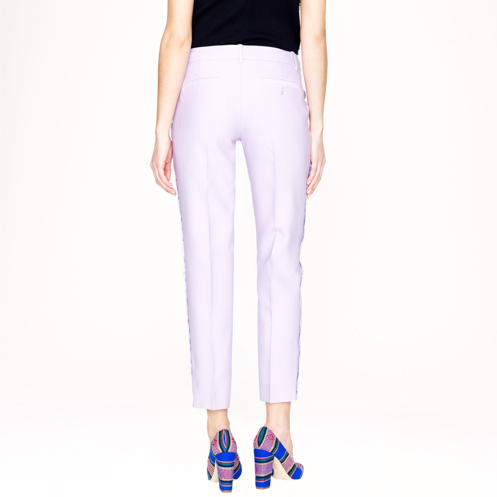 j crew collection wool silk scalloped pant in purple lyst j crew collection wool silk scalloped pant in purple lyst