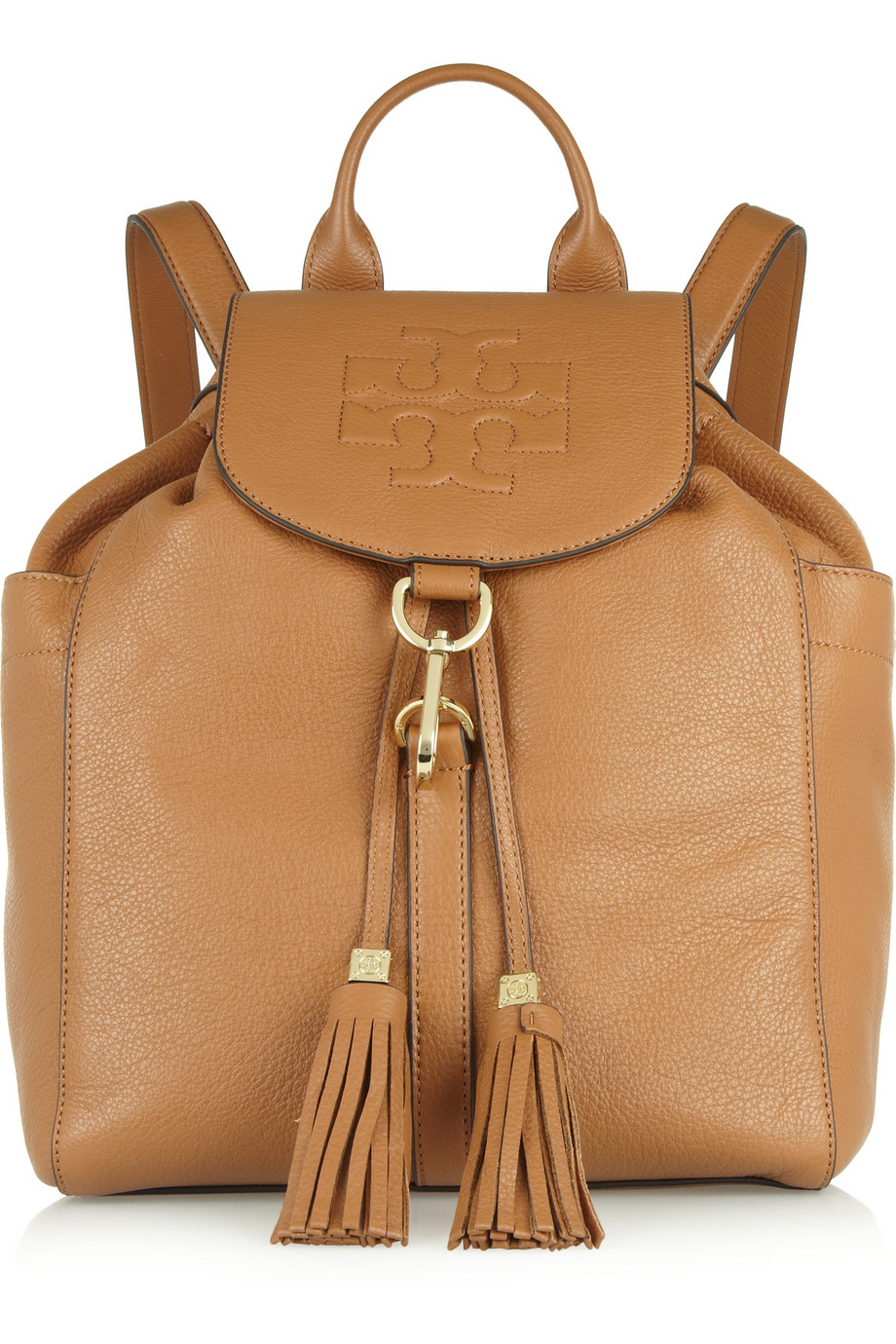 Tory Burch Thea Tasseled Texturedleather Backpack in Brown ...