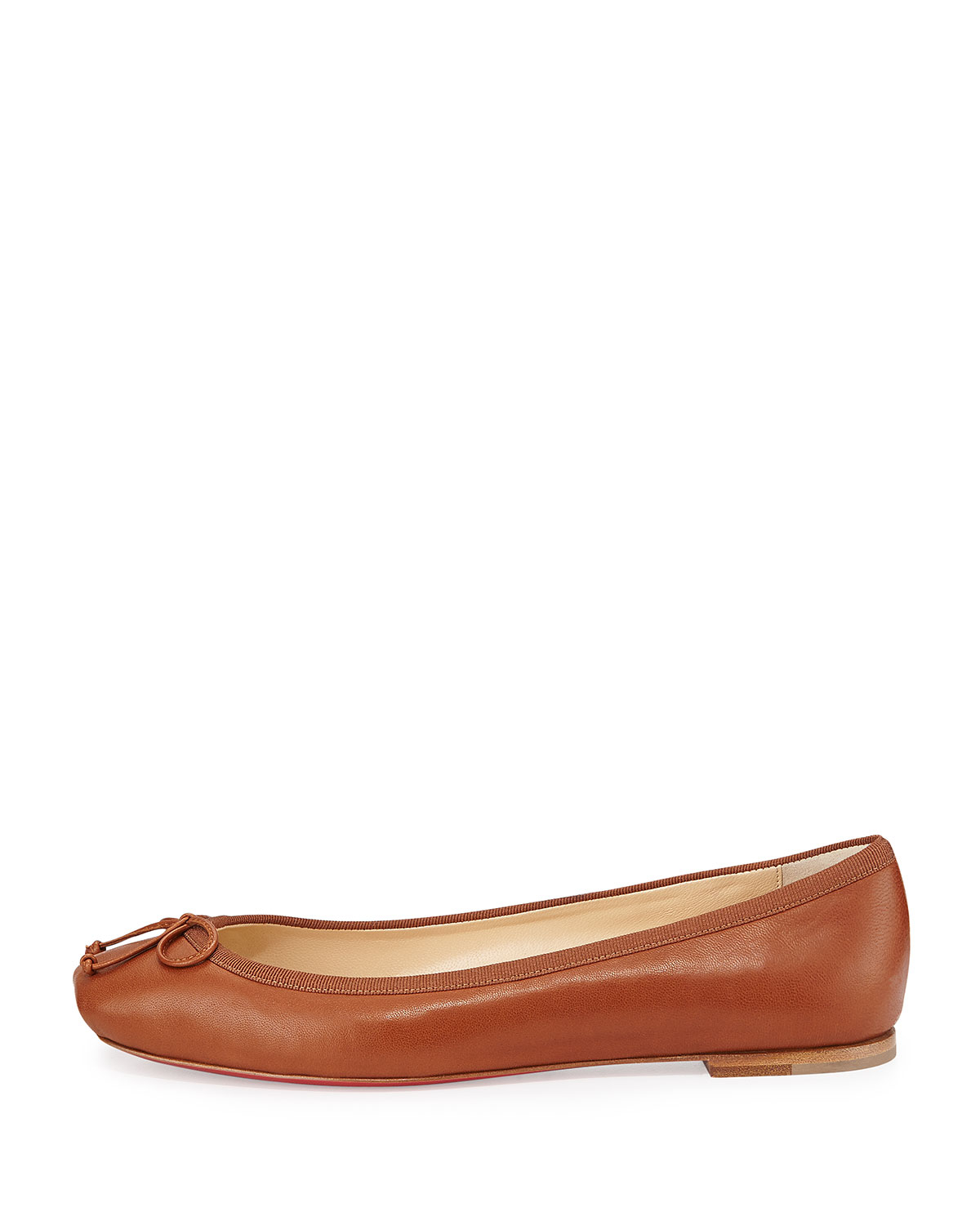 Christian louboutin Rosella Napa Leather Ballet Flat in Brown | Lyst