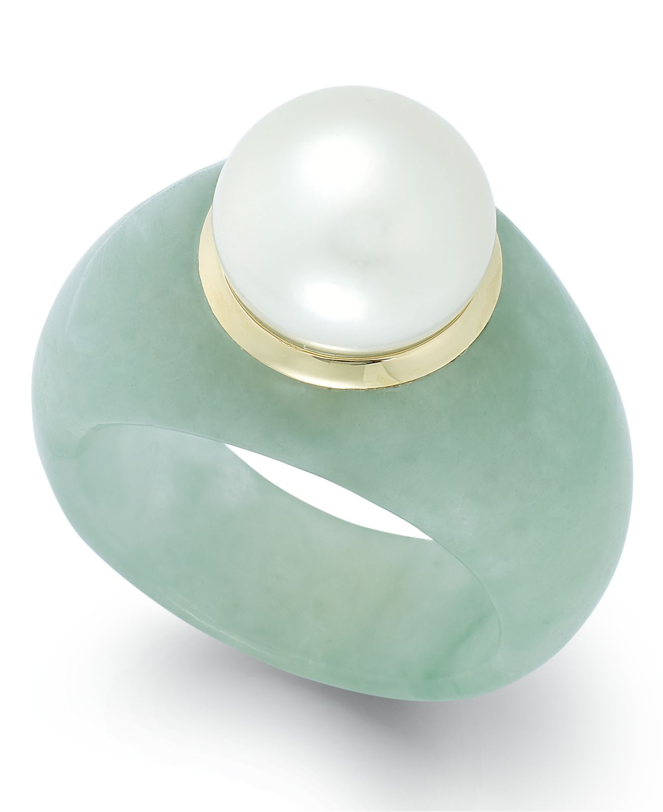 Macy s  Cultured Freshwater Pearl Jade  Ring  In 14k Gold 