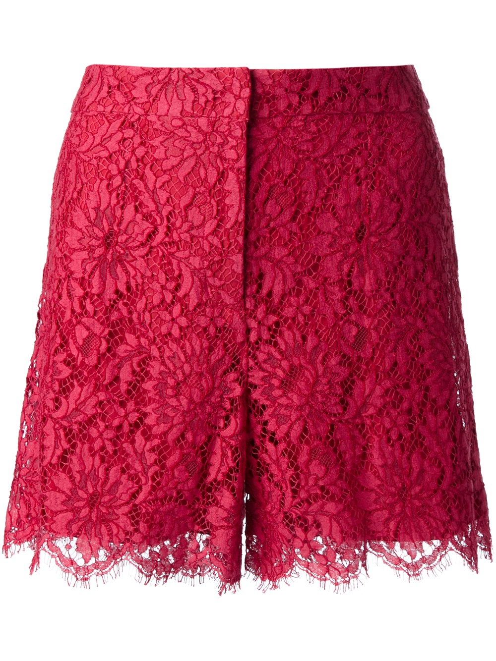 Lyst - Dolce & Gabbana Floral Lace Shorts in Red