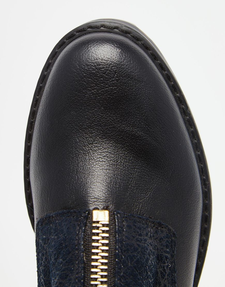 front zip flat boots