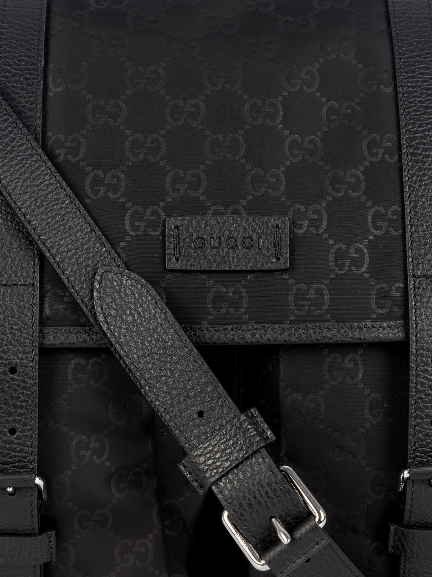 Gucci Black Monogram GG Guccissima Logo Nylon Messenger Bag