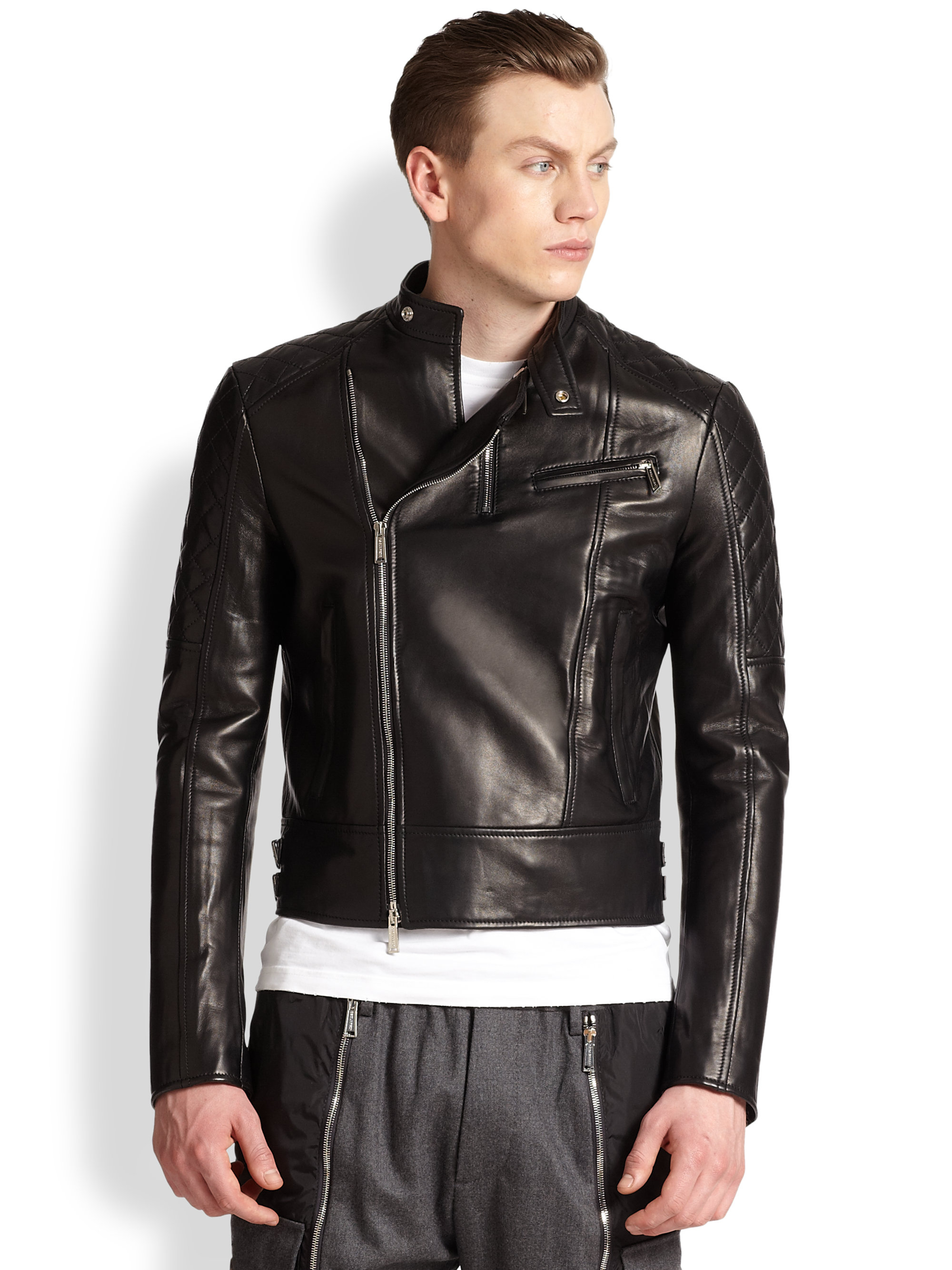 dsquared quilted leather jacket