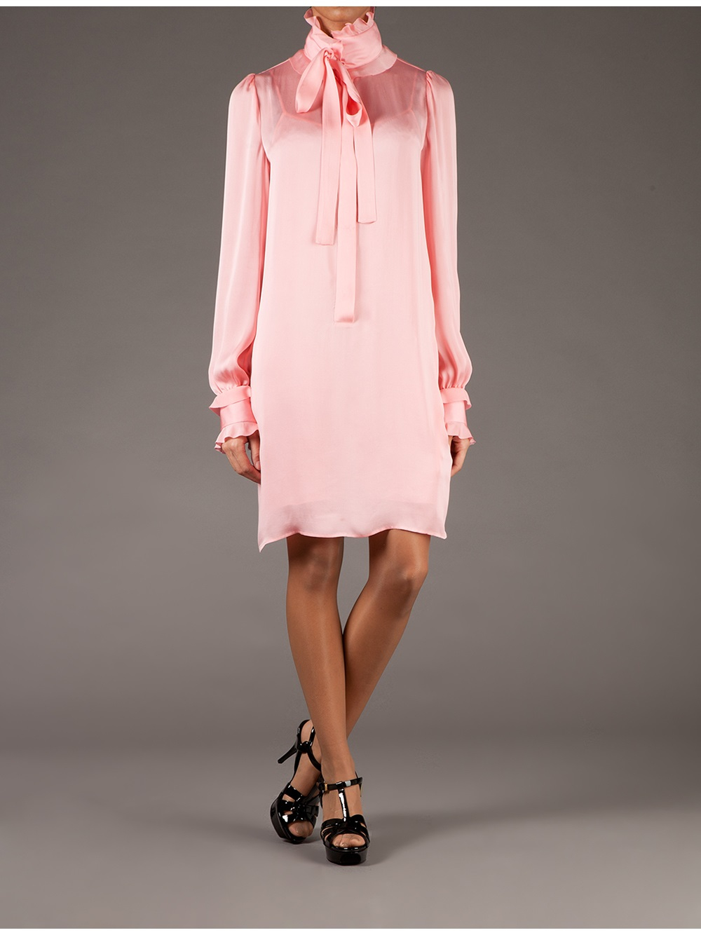 Emilio Pucci Funnel Neck Pussy Bow Dress in Pink & Purple (Pink) Lyst