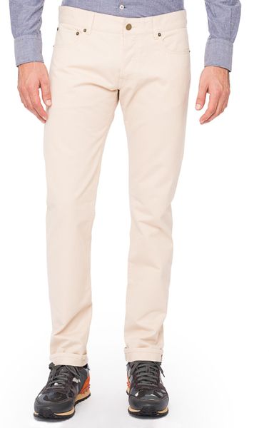 Maison Kitsuné Slim Cut Pants in White for Men | Lyst