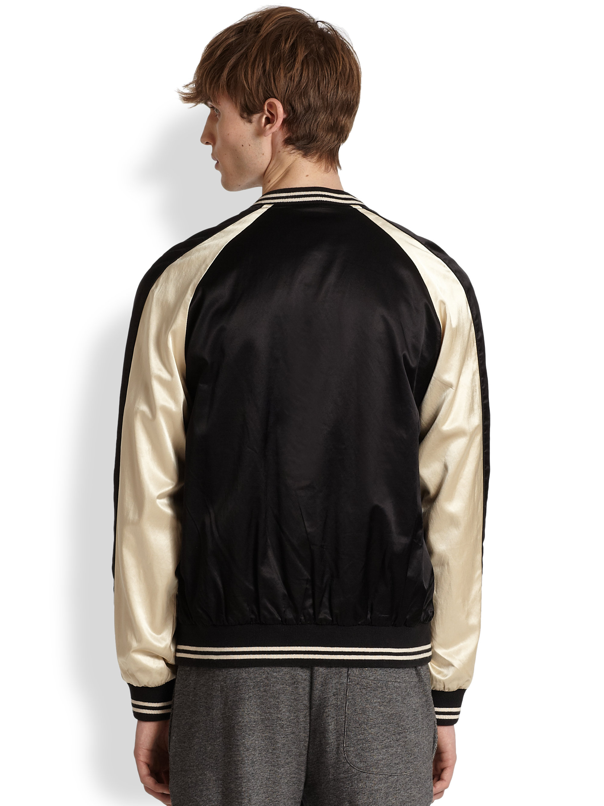 Marc By Marc Jacobs Washed Satin Bomber Jacket in Black for Men - Lyst