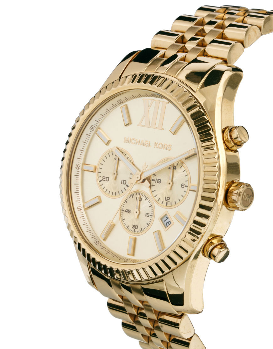 Lyst - Michael Kors Mk8281 Lexington Gold Chronograph Watch in Metallic