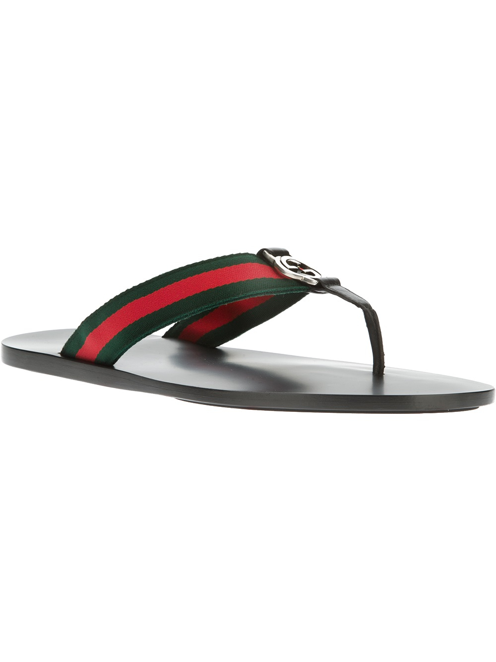 gucci striped flip flops