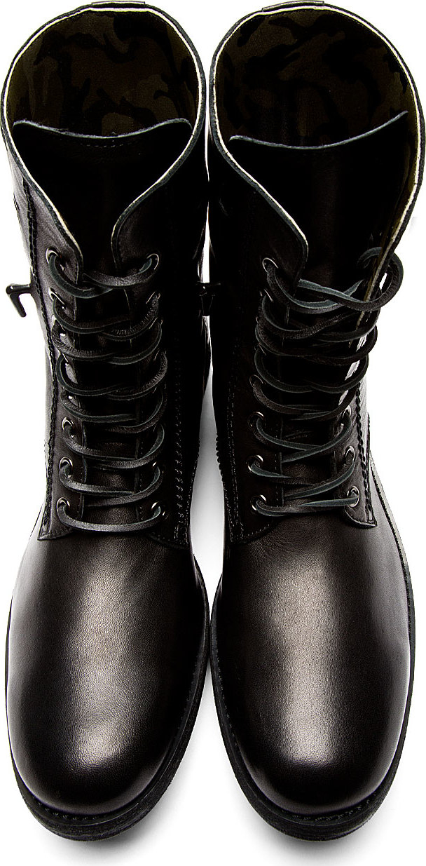 Yohji Yamamoto Black Leather Fold_Down Biker Boots for Men - Lyst