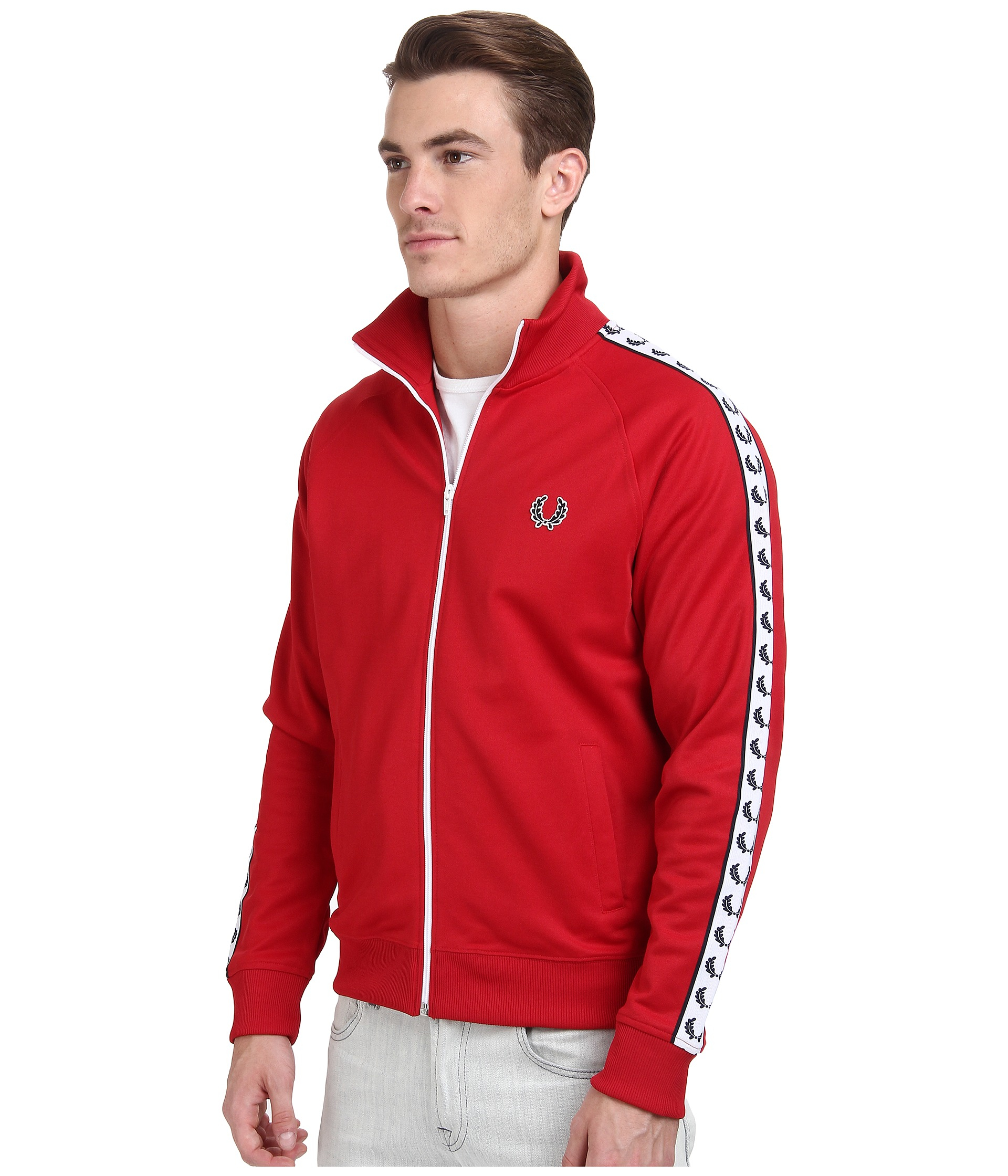 fred perry track top red