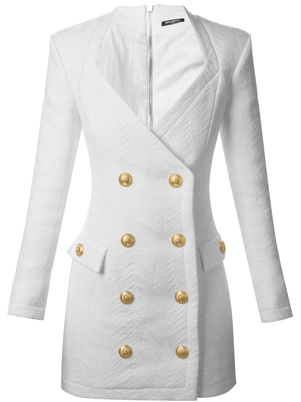 Balmain Textured Blazer Dress in White | Lyst
