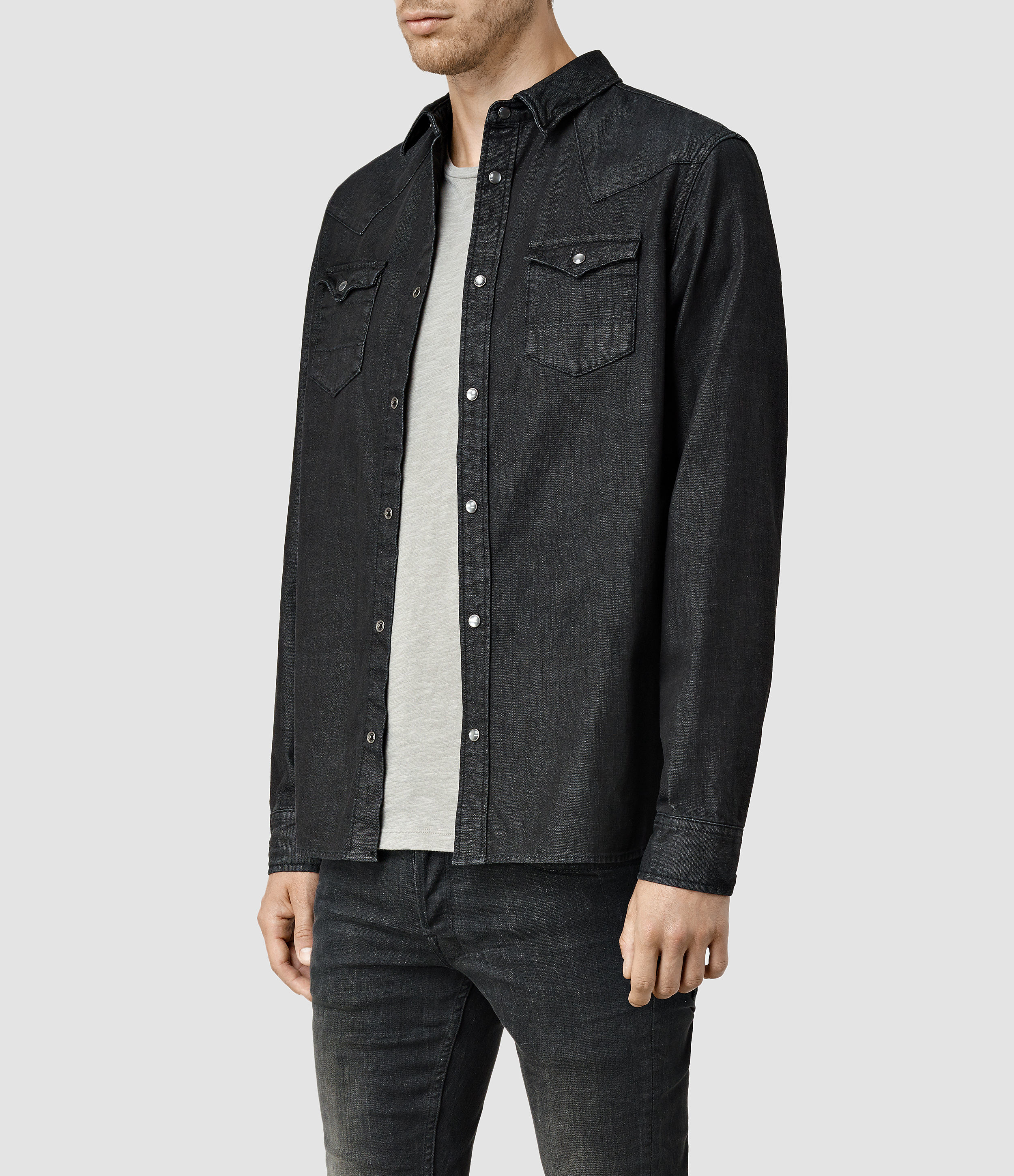 black denim shirt men's